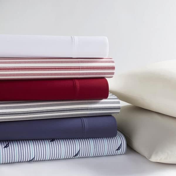 image:imageNautica Twin Bed Sheets Lightweight Cotton Percale Bedding Set with Matching Pillowcase Crisp amp Cool Dorm Essentials OekoTex Certified Bayview Solid GreenSailing Salt