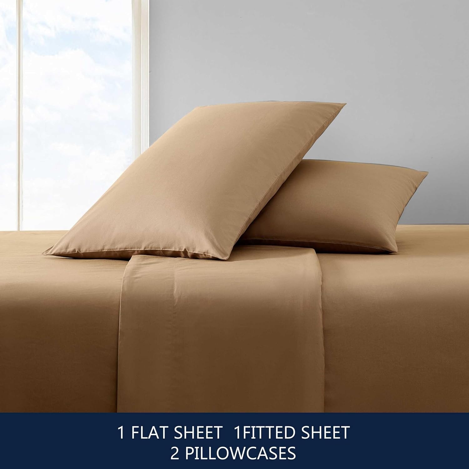 image:imageNautica Twin Bed Sheets Lightweight Cotton Percale Bedding Set with Matching Pillowcase Crisp amp Cool Dorm Essentials OekoTex Certified Bayview Solid GreenBayview Brown