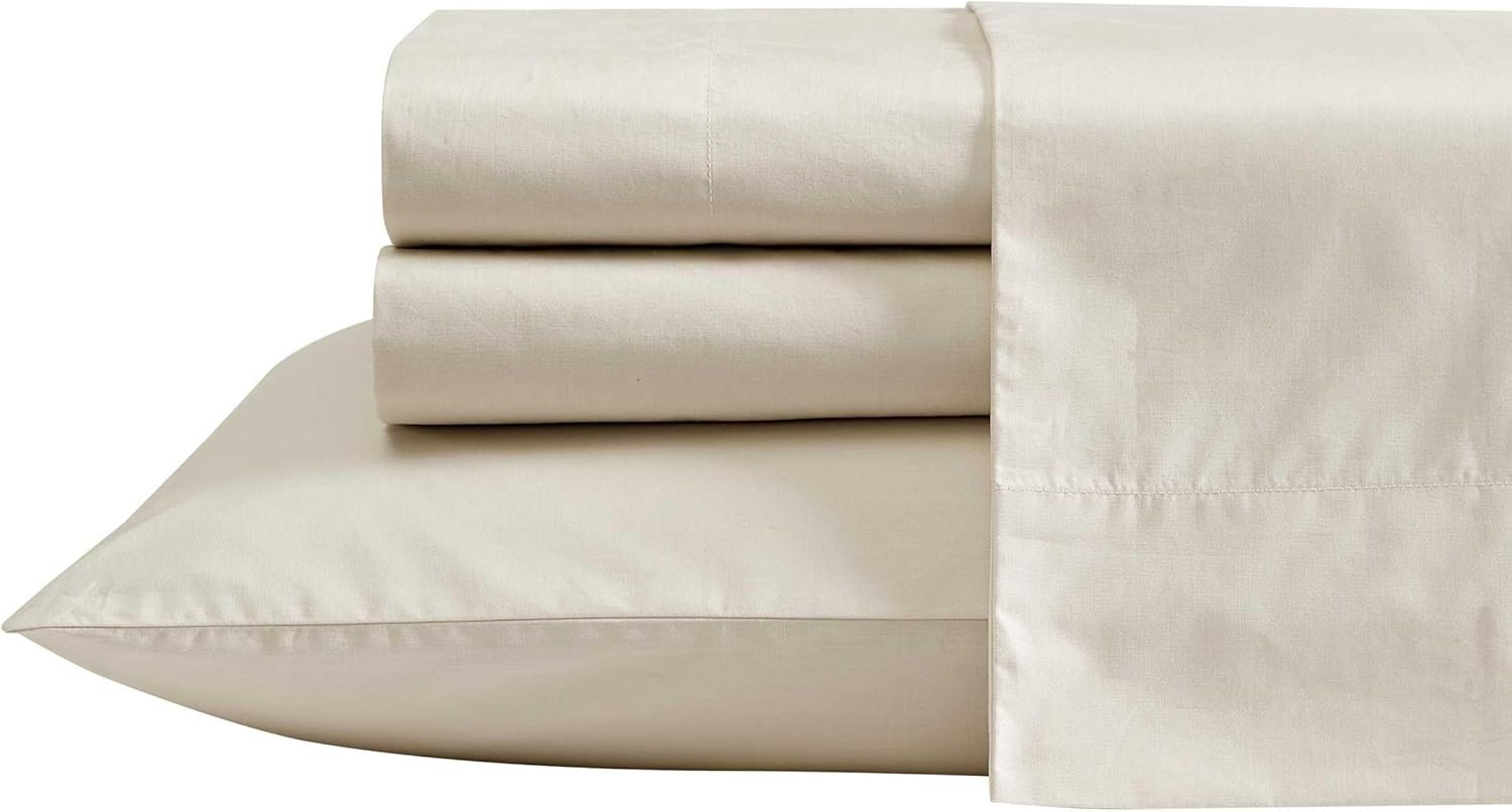 image:imageNautica Twin Bed Sheets Lightweight Cotton Percale Bedding Set with Matching Pillowcase Crisp amp Cool Dorm Essentials OekoTex Certified Bayview Solid GreenBayview Beige