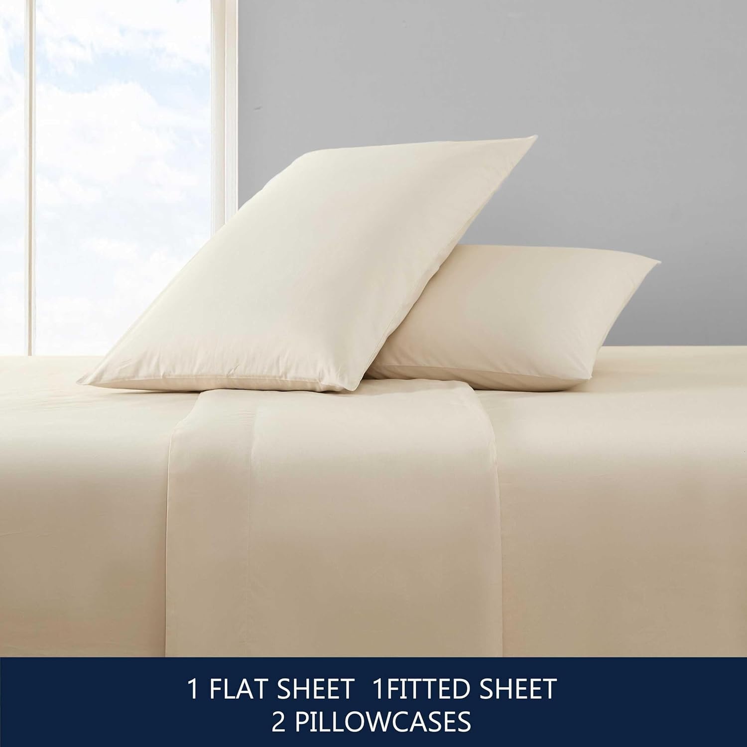 image:imageNautica Twin Bed Sheets Lightweight Cotton Percale Bedding Set with Matching Pillowcase Crisp amp Cool Dorm Essentials OekoTex Certified Bayview Solid GreenBayview Beige