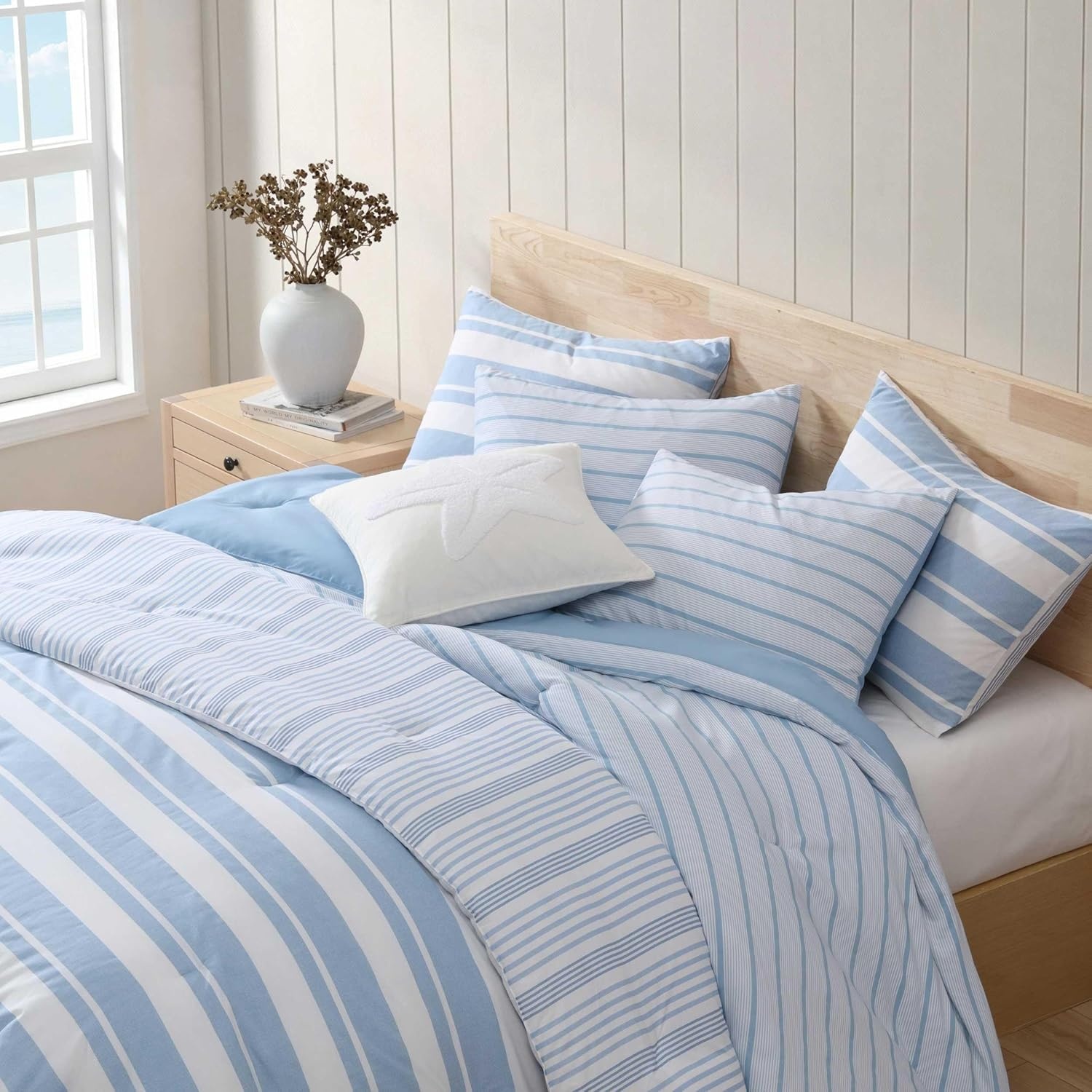 image:imageNautica Twin Comforter Set Reversible Striped Bedding with a Naturally Soft Feel 2 Piece Bed Set with Matching Pillowcase Gilpin StripePenny Pinstripe BlueRiverside StripeTayleur Stripe Blue