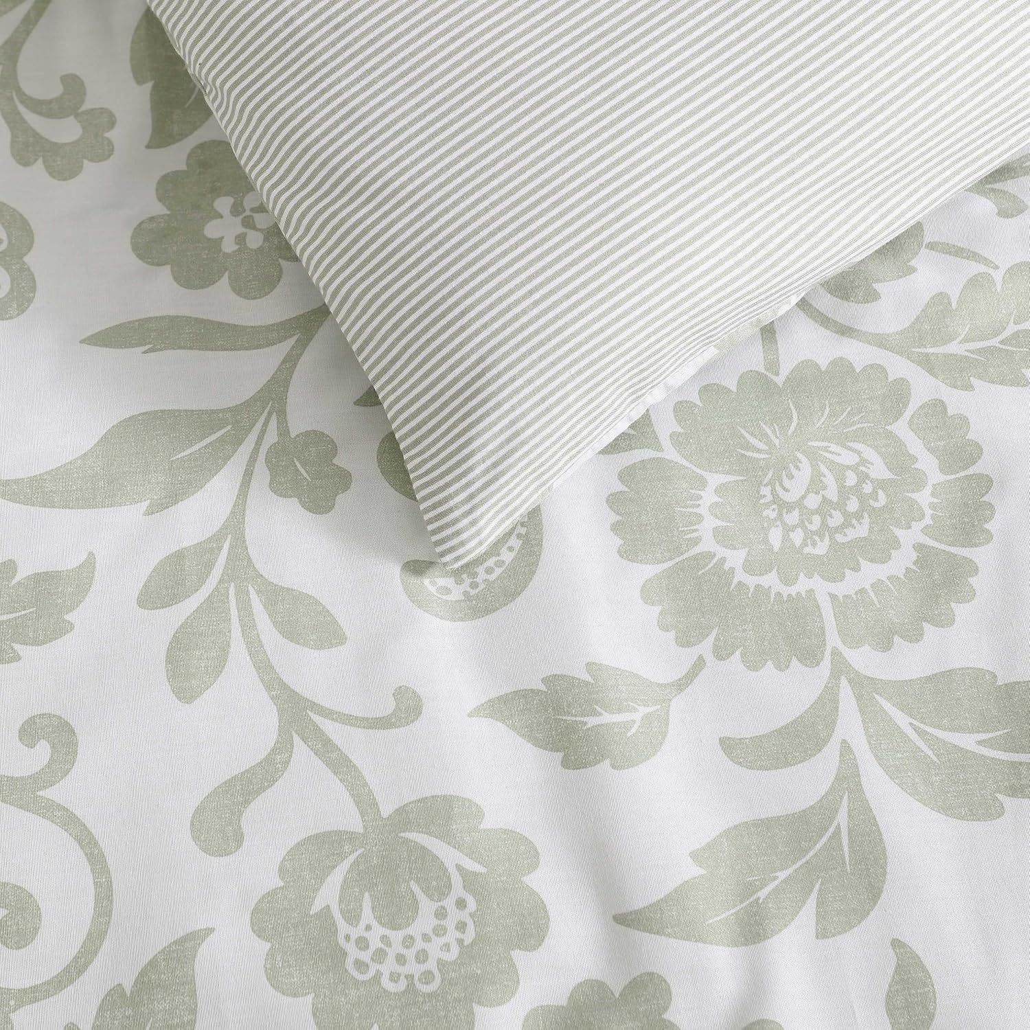 image:imageNautica Twin Comforter Set Reversible Striped amp Floral Bedding with a Naturally Soft Feel 2 Piece Bed Set with Matching Pillowcase Jacob Bay FloralPenny Pinstripe GreenJacob Bay FloralPenny Pinstripe Green
