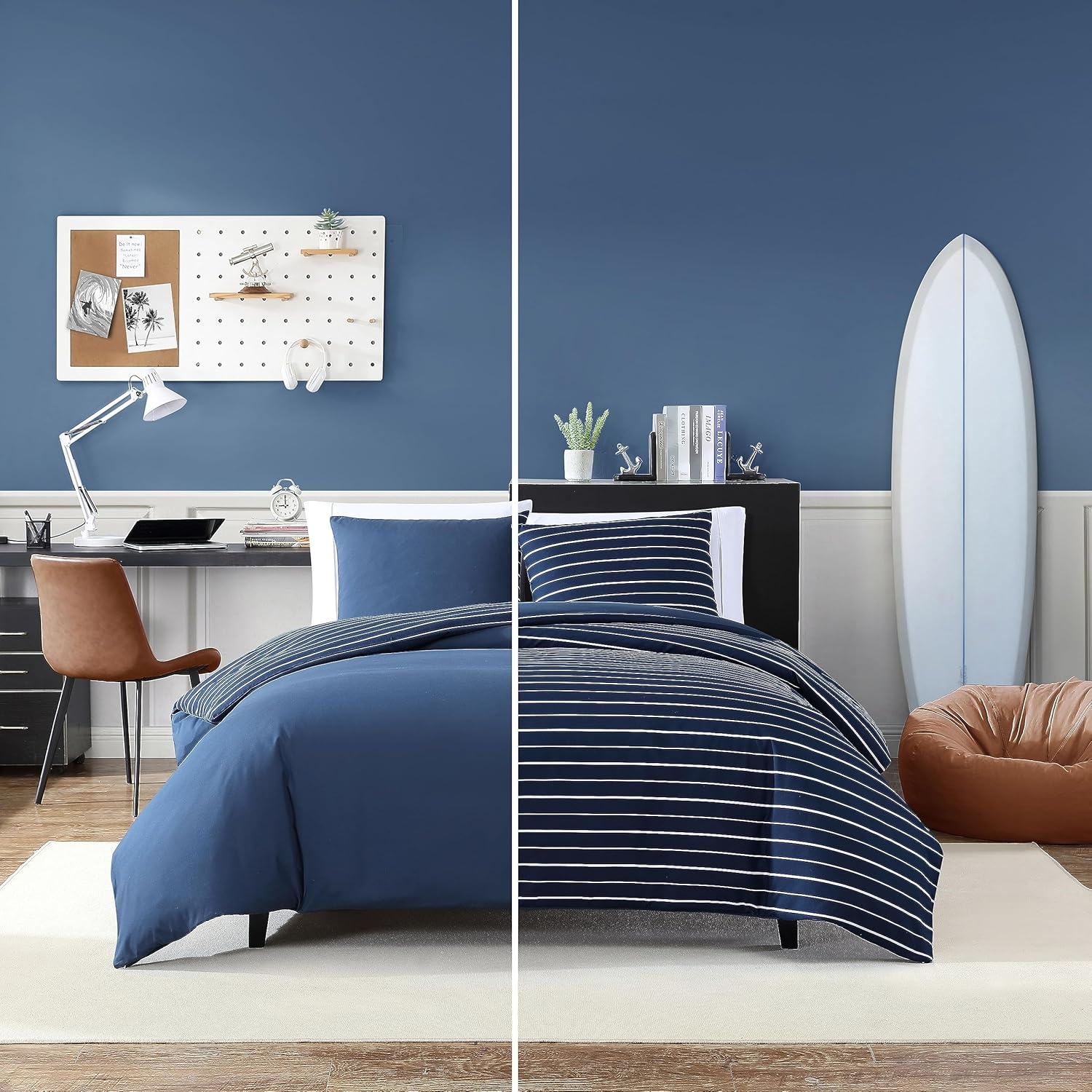 image:imageNautica Twin Duvet Cover Set Soft Reversible Microfiber Bedding with Matching Sham Solid Home Decor for All Seasons Longdale Navy TwinLongdale Navy