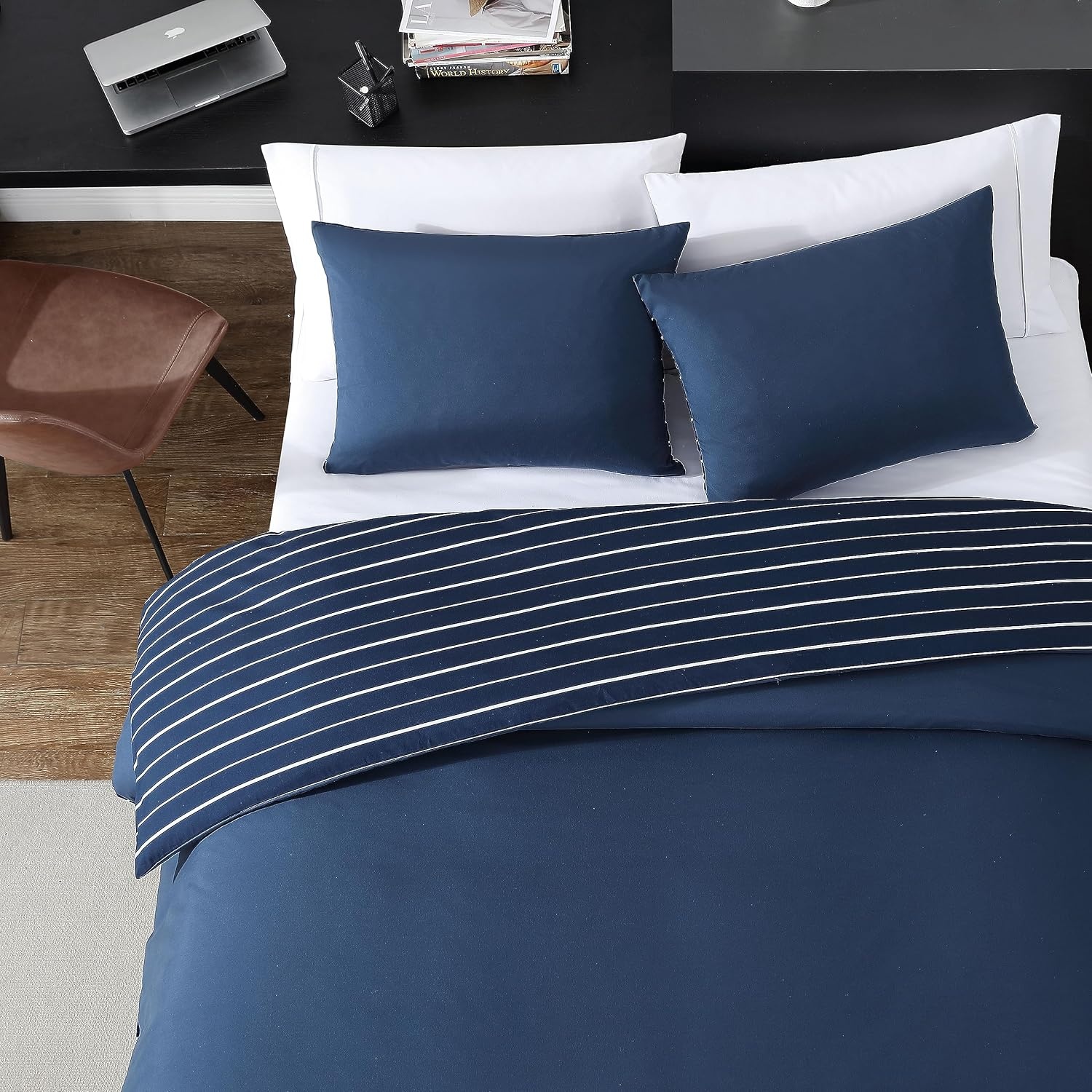 image:imageNautica Twin Duvet Cover Set Soft Reversible Microfiber Bedding with Matching Sham Solid Home Decor for All Seasons Longdale Navy TwinLongdale Navy