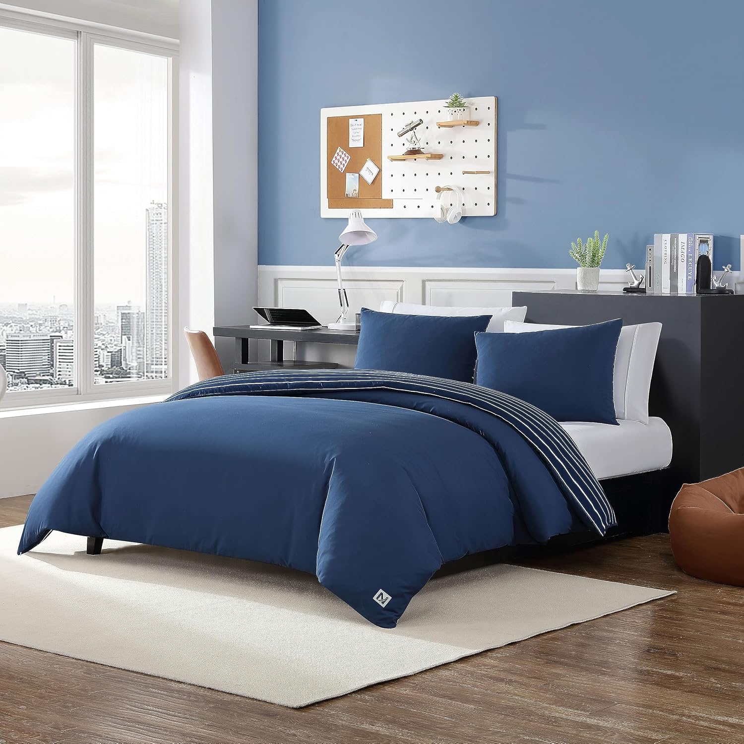 image:imageNautica Twin Duvet Cover Set Soft Reversible Microfiber Bedding with Matching Sham Solid Home Decor for All Seasons Longdale Navy TwinLongdale Navy