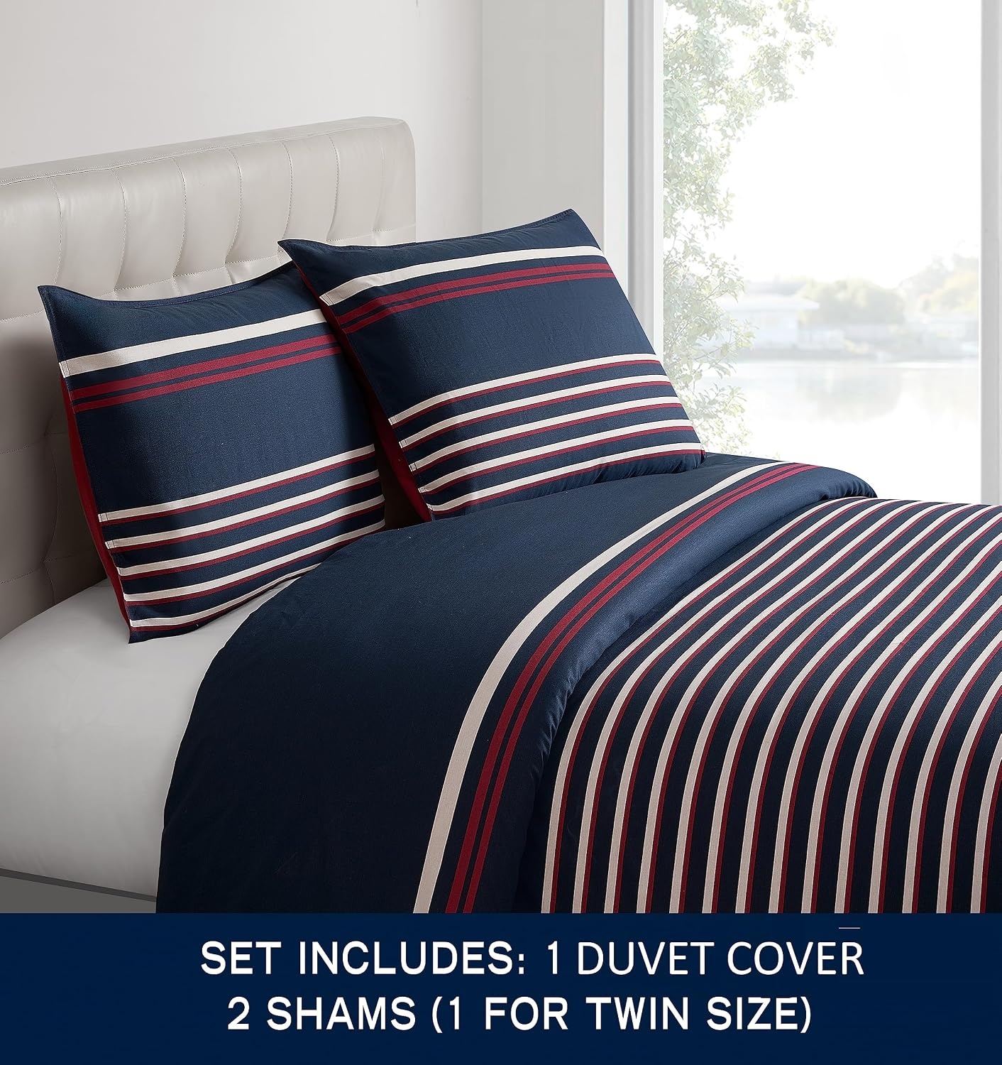 image:imageNautica Twin Duvet Cover Set Soft Woven Cotton Bedding with a Breathable amp MediumWeight Feel 2Piece Bed Set with Matching Pillowcase Mineola NavyKing