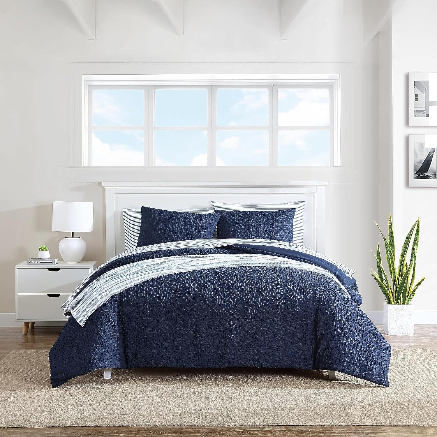 image:imageNautica Twin Duvet Cover Set Soft amp Cozy Microfiber Bedding with Matching Sham All Season Home Decor Point Harbor Navy TwinPoint Harbor Navy