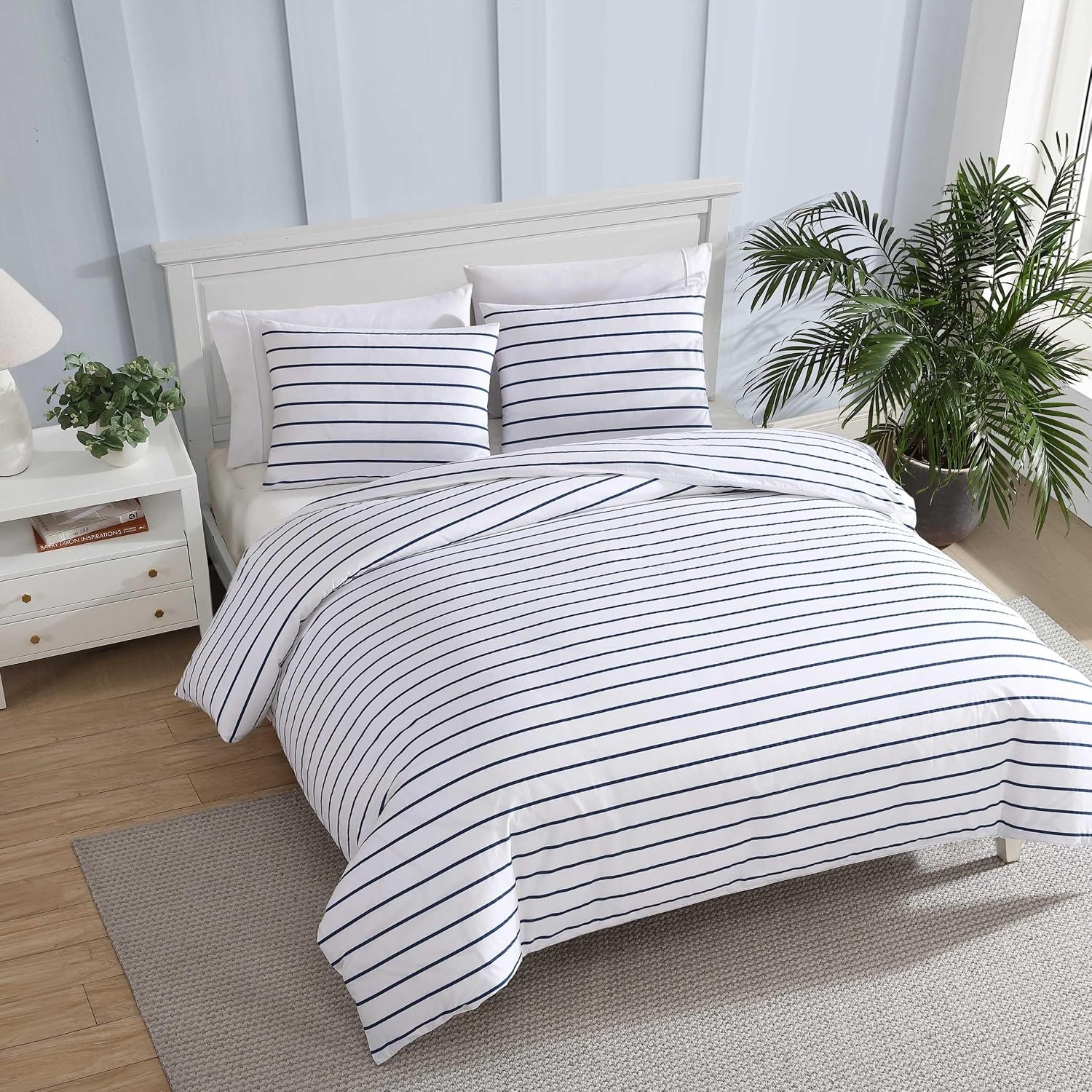 image:imageNautica Twin Duvet Cover Set Super Soft Cotton Bedding with Matching Shams Casual Home Decor OekoTex Certified Plot Blue TwinBrenton Stripe Navy