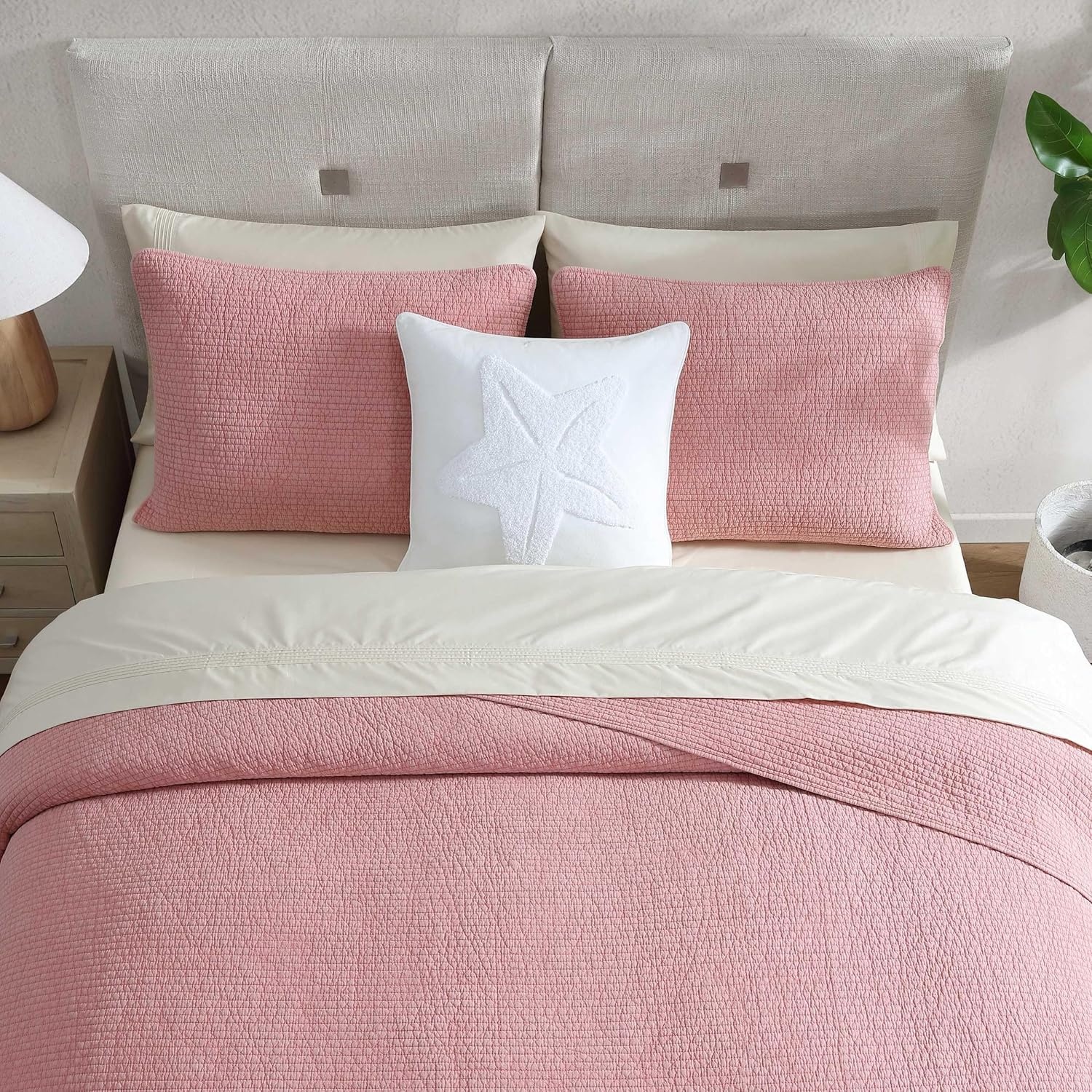 image:imageNautica Twin Quilt Set Soft amp Reversible Cotton Bedding with a Smooth Finish 2 Piece Coastal Bed Set with Matching Pillowcase Seashore Stitch PinkSeahorse Stitch Pink