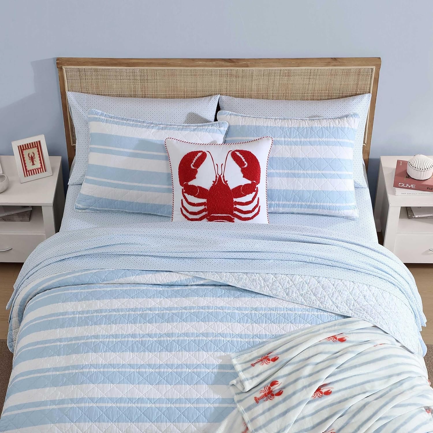 image:imageNautica Twin Quilt Set Soft amp Reversible Cotton Bedding with a Smooth Finish 2 Piece Coastal Bed Set with Matching Pillowcase Seashore Stitch PinkSeafront StripeIvy Bloom Blue
