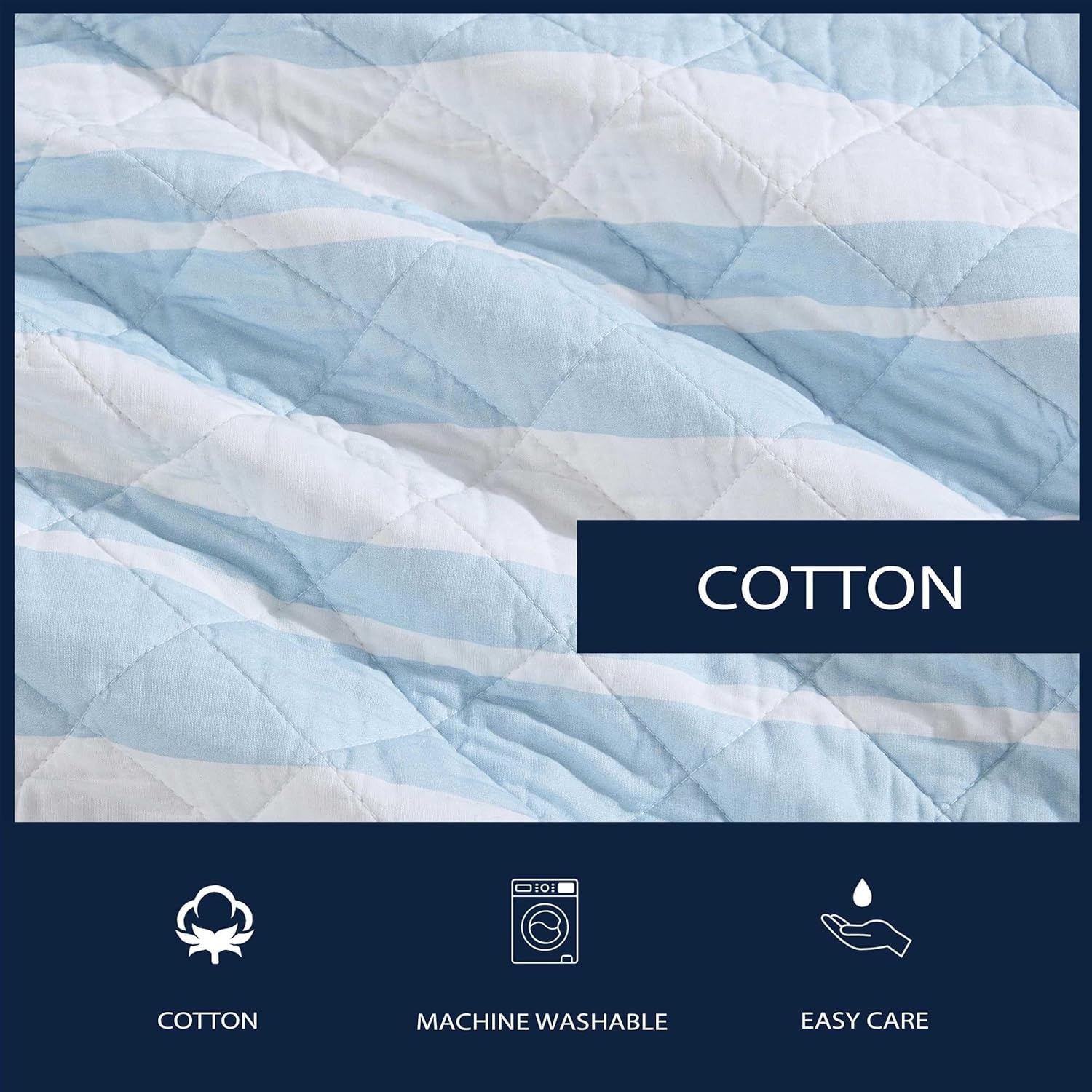 image:imageNautica Twin Quilt Set Soft amp Reversible Cotton Bedding with a Smooth Finish 2 Piece Coastal Bed Set with Matching Pillowcase Seashore Stitch PinkSeafront StripeIvy Bloom Blue