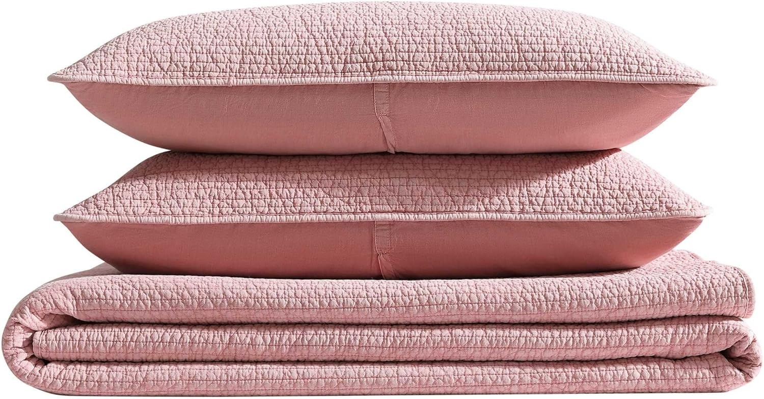 image:imageNautica Twin Quilt Set Soft amp Reversible Cotton Bedding with a Smooth Finish 2 Piece Coastal Bed Set with Matching Pillowcase Seashore Stitch PinkSeahorse Stitch Pink