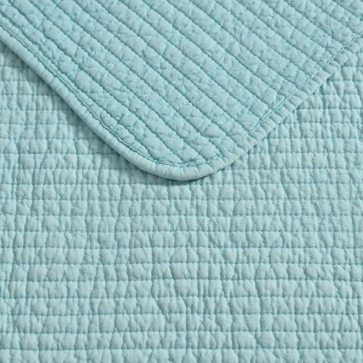 image:imageNautica Twin Quilt Set Soft amp Reversible Cotton Bedding with a Smooth Finish 2 Piece Coastal Bed Set with Matching Pillowcase Seashore Stitch PinkSeahorse Stitch Green