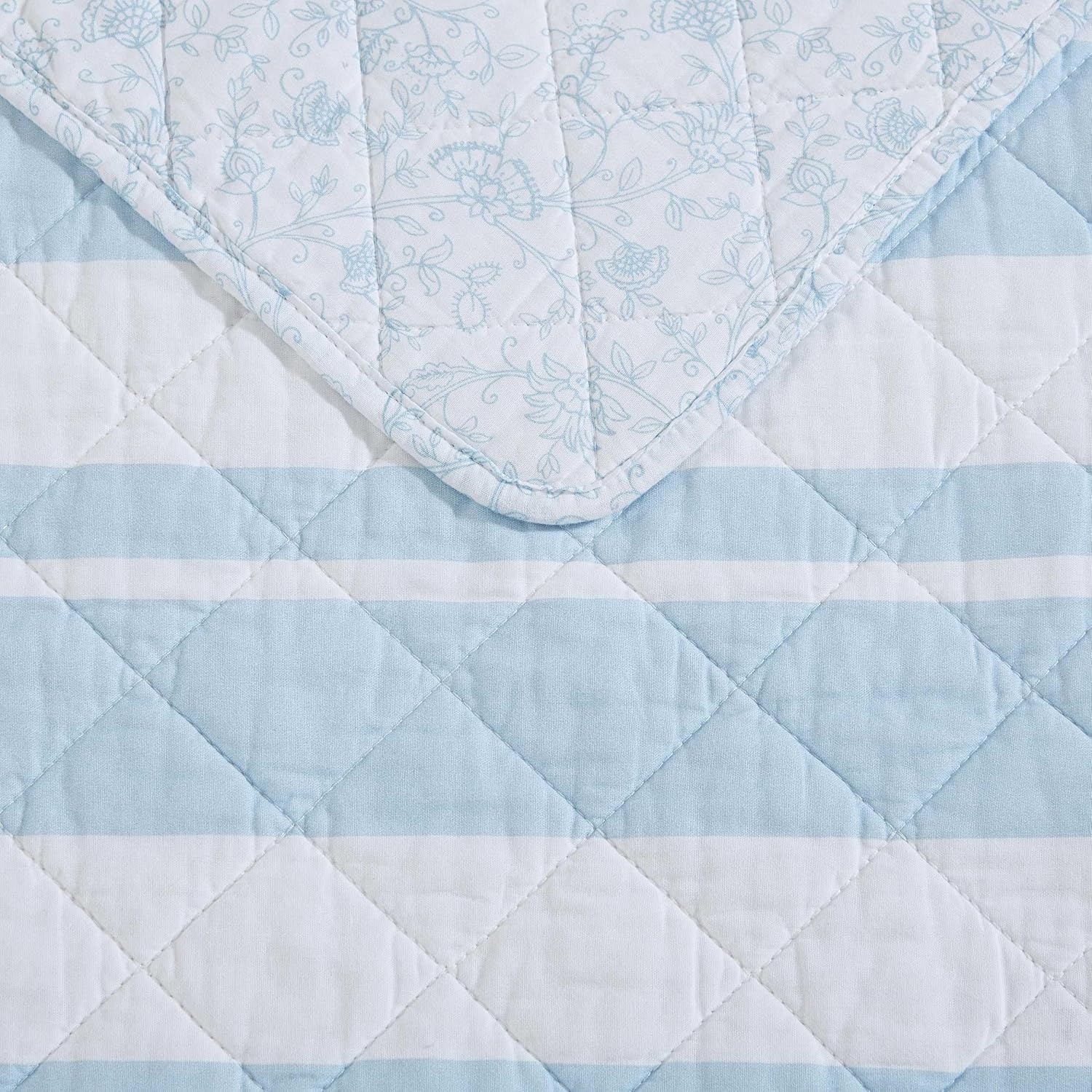 image:imageNautica Twin Quilt Set Soft amp Reversible Cotton Bedding with a Smooth Finish 2 Piece Coastal Bed Set with Matching Pillowcase Seashore Stitch PinkSeafront StripeIvy Bloom Blue
