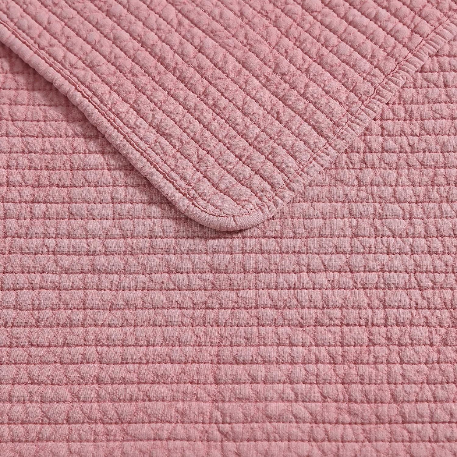 image:imageNautica Twin Quilt Set Soft amp Reversible Cotton Bedding with a Smooth Finish 2 Piece Coastal Bed Set with Matching Pillowcase Seashore Stitch PinkSeahorse Stitch Pink