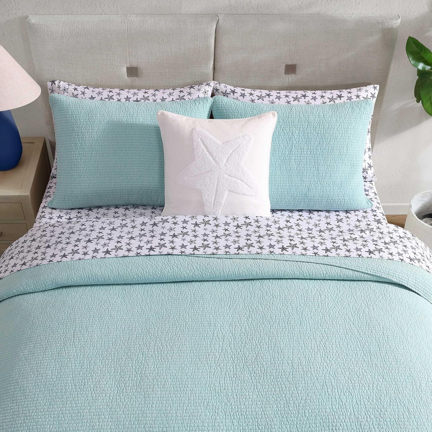 image:imageNautica Twin Quilt Set Soft amp Reversible Cotton Bedding with a Smooth Finish 2 Piece Coastal Bed Set with Matching Pillowcase Seashore Stitch PinkSeahorse Stitch Green
