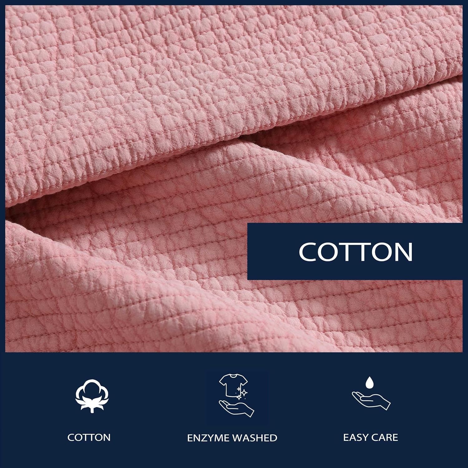 image:imageNautica Twin Quilt Set Soft amp Reversible Cotton Bedding with a Smooth Finish 2 Piece Coastal Bed Set with Matching Pillowcase Seashore Stitch PinkSeahorse Stitch Pink