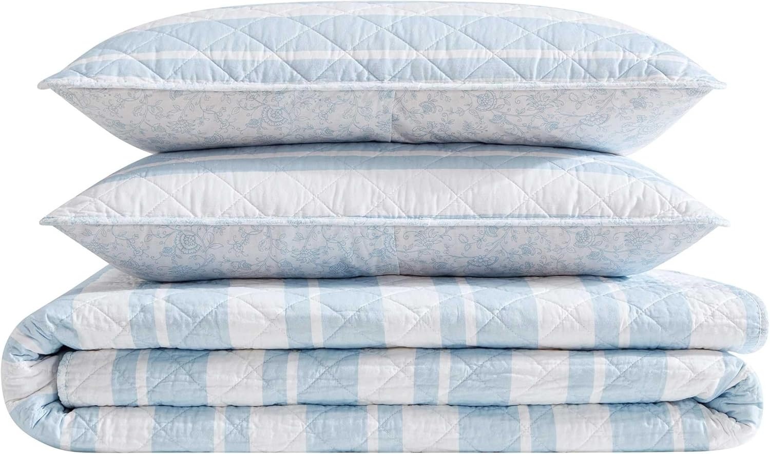 image:imageNautica Twin Quilt Set Soft amp Reversible Cotton Bedding with a Smooth Finish 2 Piece Coastal Bed Set with Matching Pillowcase Seashore Stitch PinkSeafront StripeIvy Bloom Blue