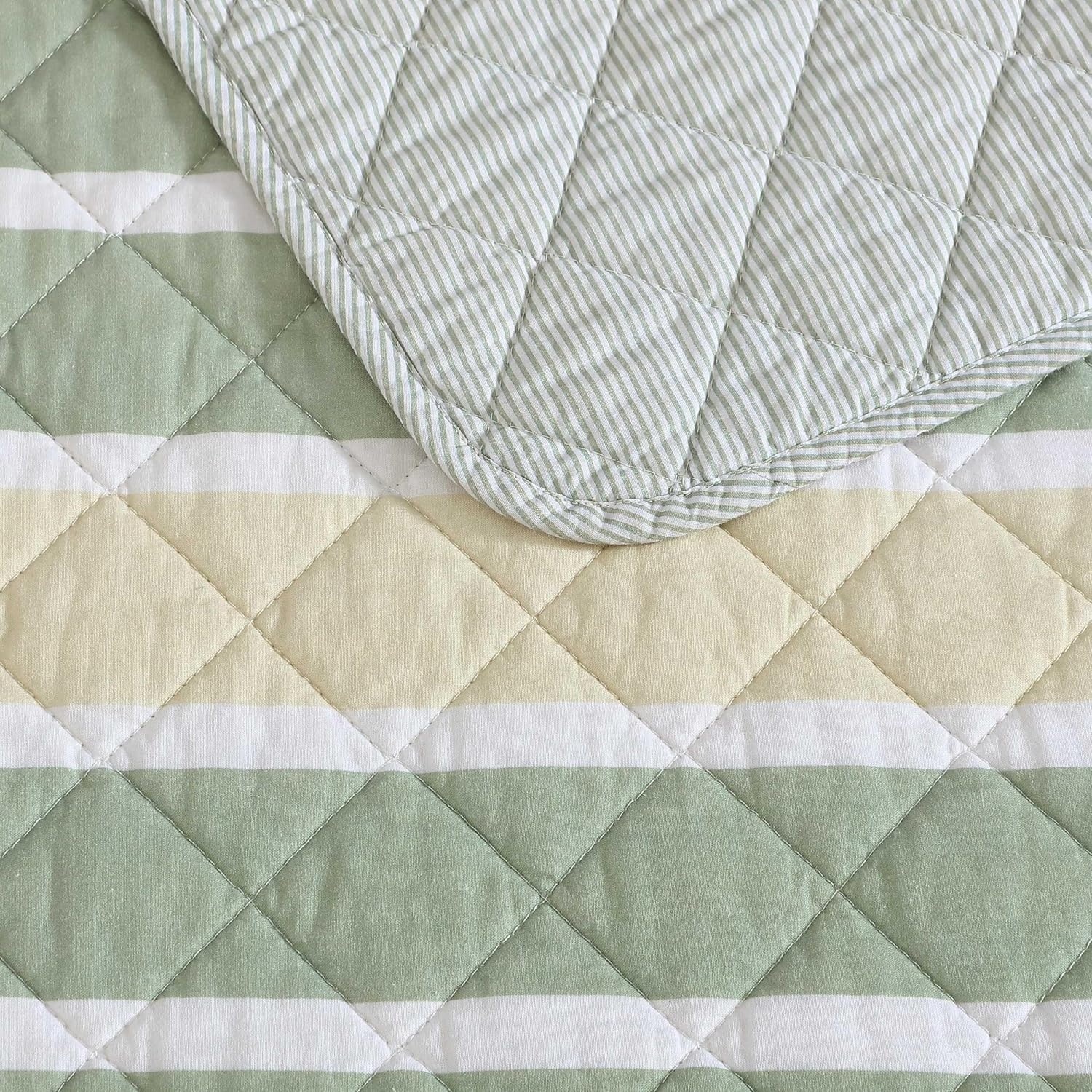 image:imageNautica Twin Quilt Set Soft amp Reversible Cotton Bedding with a Smooth Finish 2 Piece Coastal Bed Set with Matching Pillowcase Seashore Stitch PinkVaradero StripePenny Pinstripe Beige