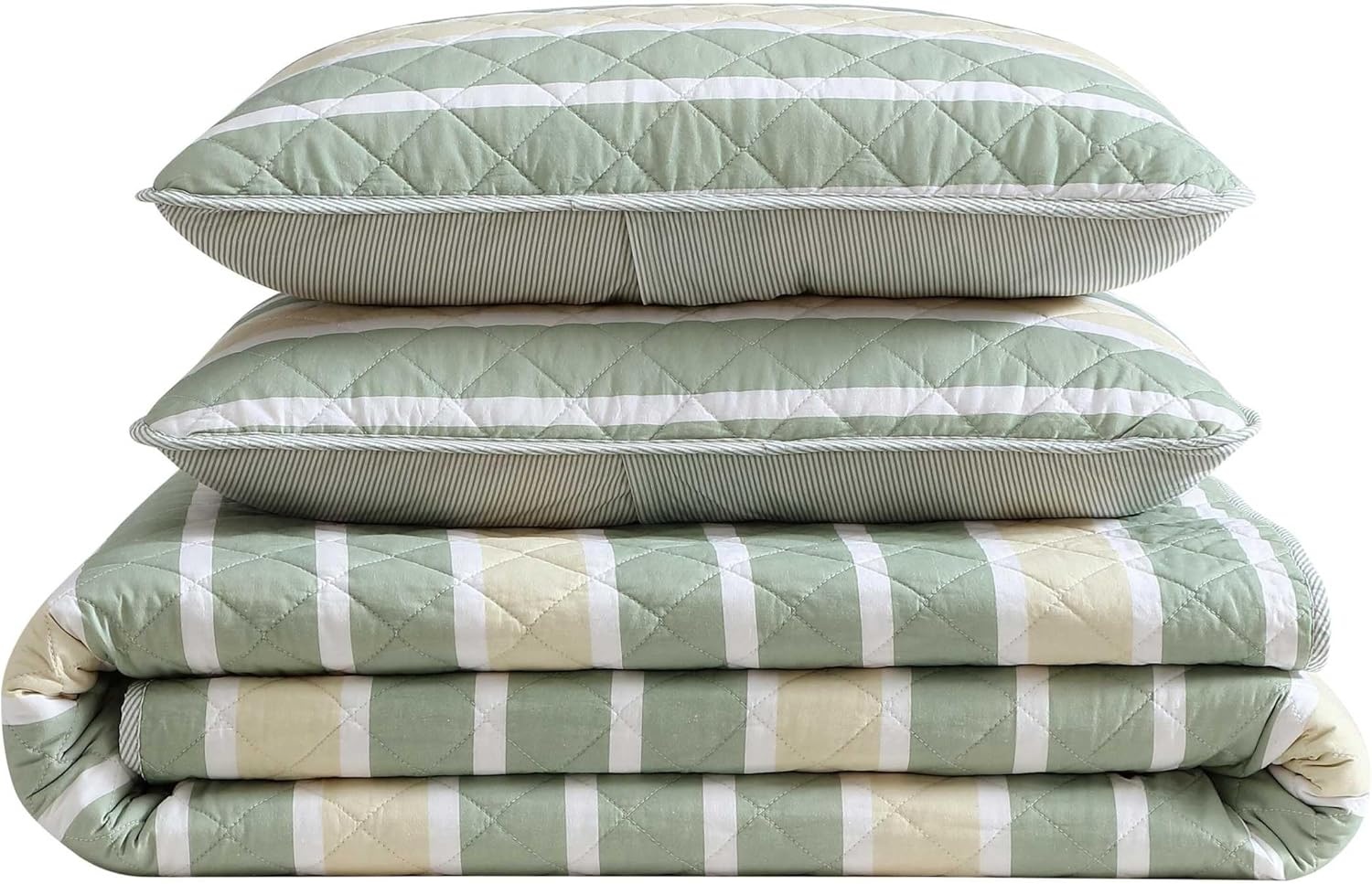 image:imageNautica Twin Quilt Set Soft amp Reversible Cotton Bedding with a Smooth Finish 2 Piece Coastal Bed Set with Matching Pillowcase Seashore Stitch PinkVaradero StripePenny Pinstripe Beige