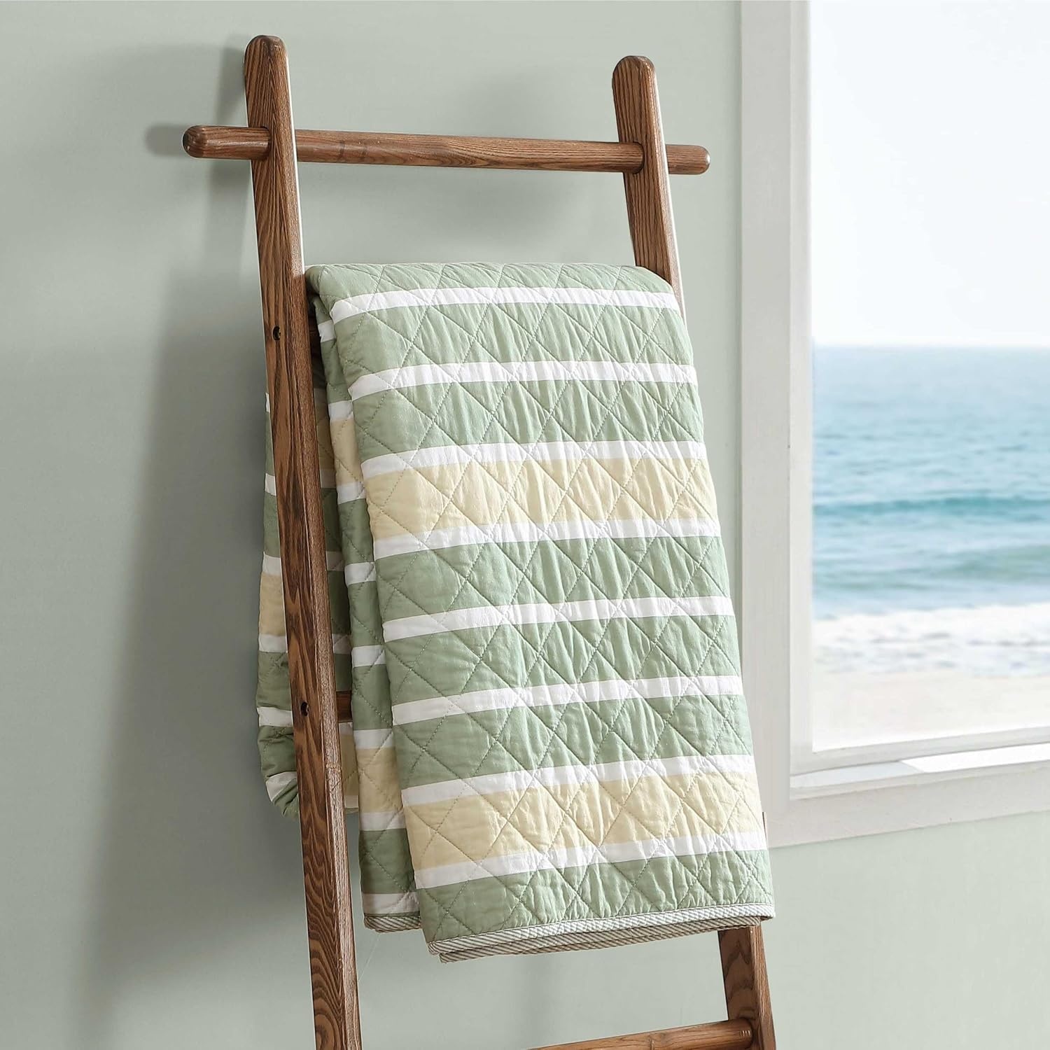 image:imageNautica Twin Quilt Set Soft amp Reversible Cotton Bedding with a Smooth Finish 2 Piece Coastal Bed Set with Matching Pillowcase Seashore Stitch PinkVaradero StripePenny Pinstripe Beige