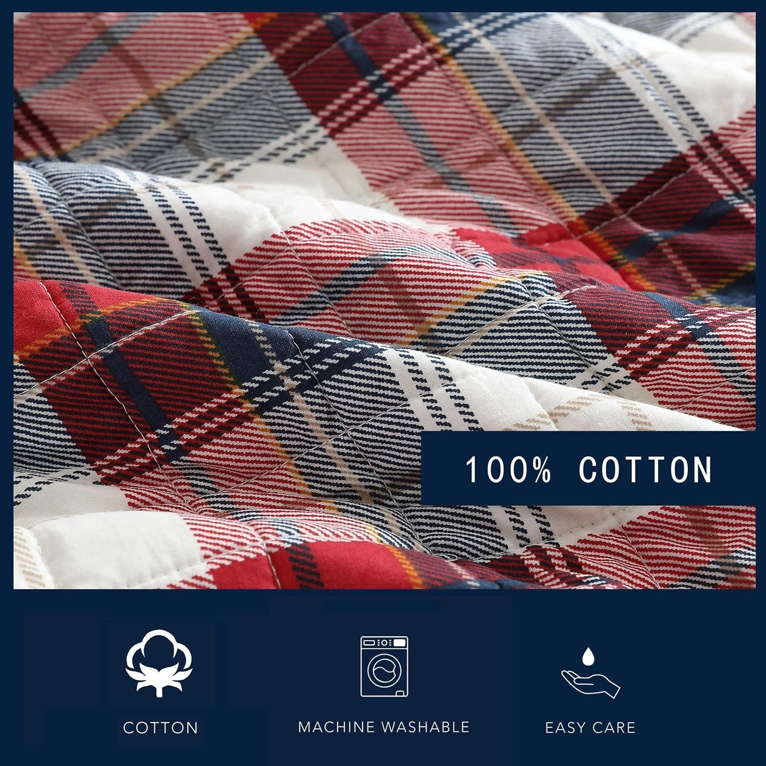 image:imageNautica Twin Quilt Set Super Soft Reversible Bedding with Matching Sham Plaid Home Decor Rosedale Red TwinRosedale Red