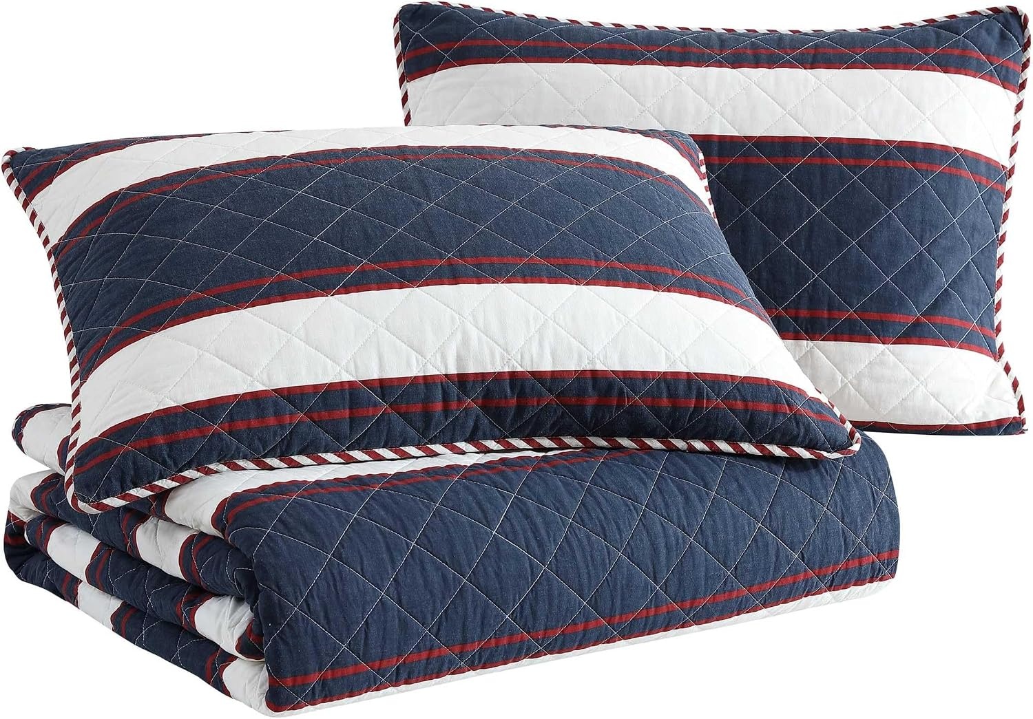 image:imageNautica Twin Quilt Set Super Soft Reversible Bedding with Matching Sham Striped Home Decor Wesley Navy TwinWesley Navy