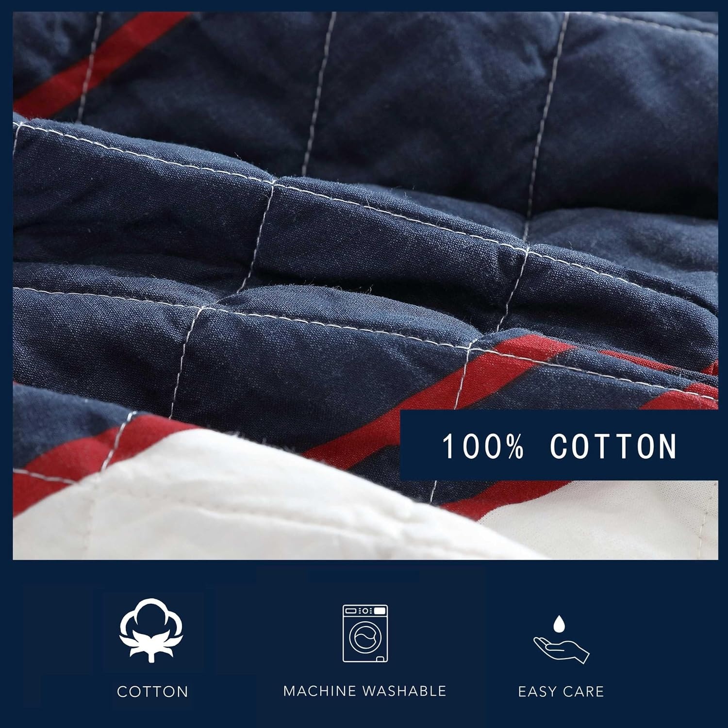 image:imageNautica Twin Quilt Set Super Soft Reversible Bedding with Matching Sham Striped Home Decor Wesley Navy TwinWesley Navy