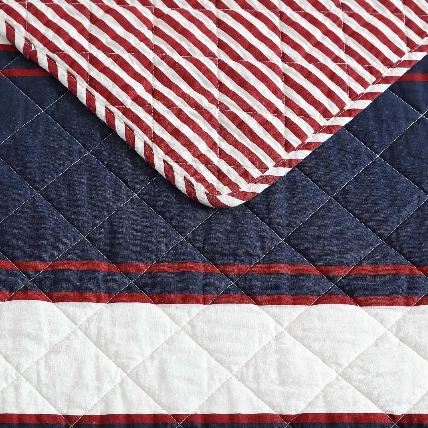 image:imageNautica Twin Quilt Set Super Soft Reversible Bedding with Matching Sham Striped Home Decor Wesley Navy TwinWesley Navy