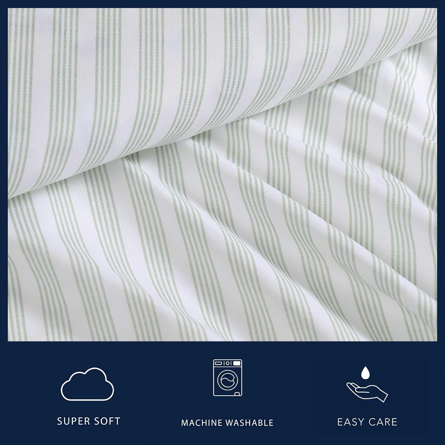 image:imageNautica Twin Size Sheet Set Crisp amp Cool Bedding with a Light and Breathable Feel 3 Piece Bed Sheets with Deep Pocket Fitted Sheet amp Matching Pillowcase Beasley Stripe GreenBeasley Stripe Green