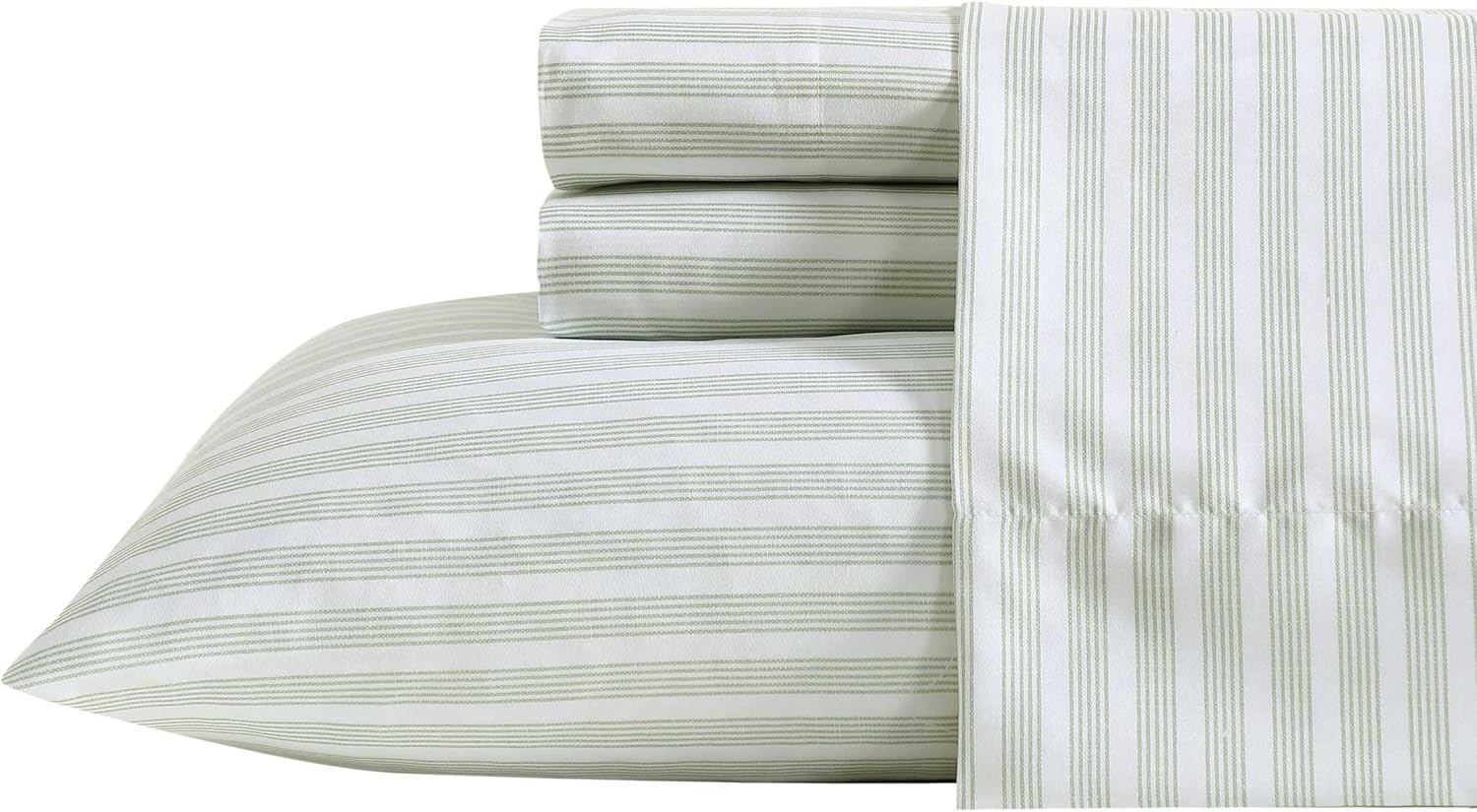 image:imageNautica Twin Size Sheet Set Crisp amp Cool Bedding with a Light and Breathable Feel 3 Piece Bed Sheets with Deep Pocket Fitted Sheet amp Matching Pillowcase Beasley Stripe GreenBeasley Stripe Green