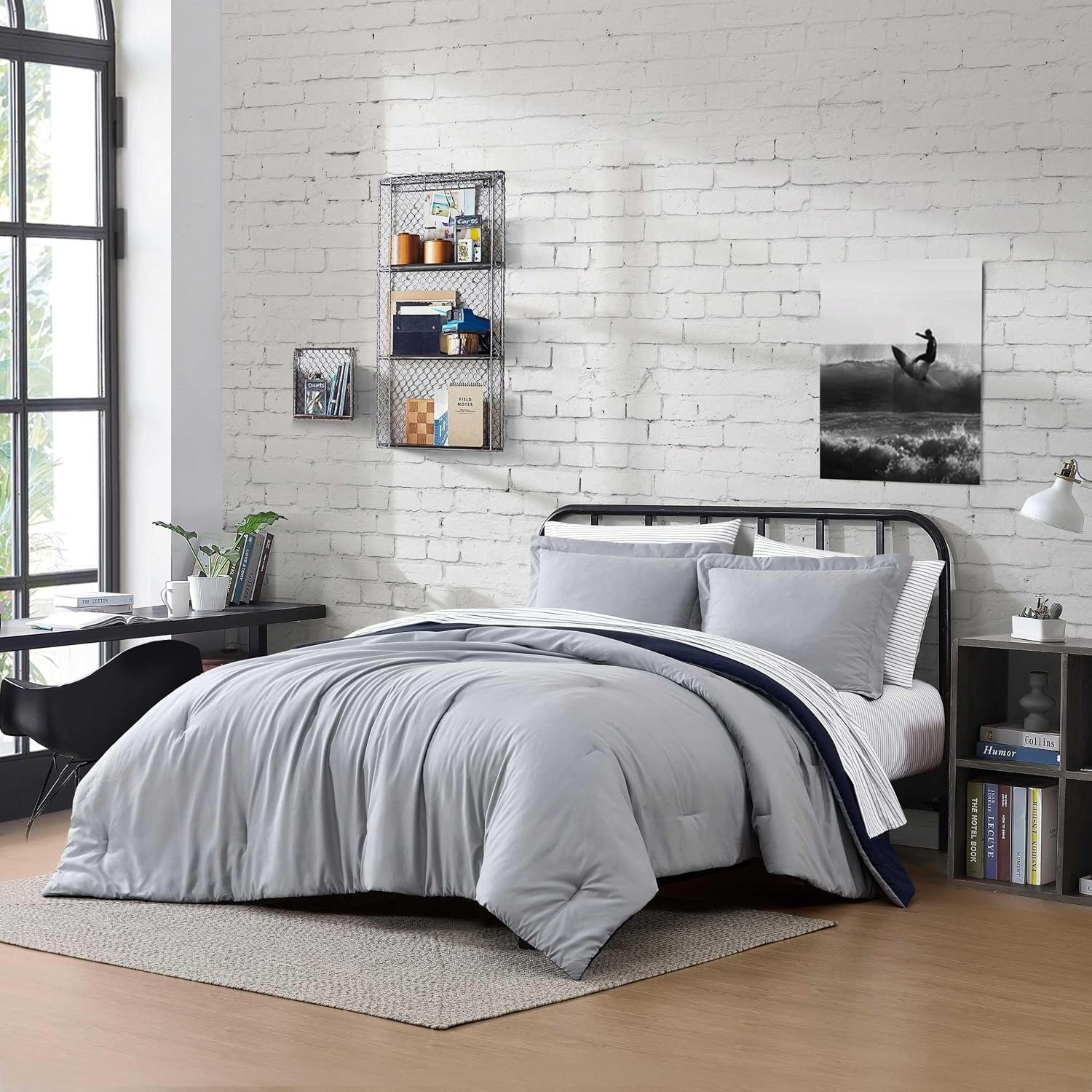 image:imageNautica Twin XL Comforter Set Soft amp Reversible Bedding with Bonus Bed Sheets amp Pillowcases 5Piece Bed Set Hayes SolidHarmead GreyHayes SolidHarmead Grey