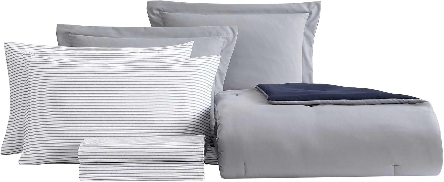 image:imageNautica Twin XL Comforter Set Soft amp Reversible Bedding with Bonus Bed Sheets amp Pillowcases 5Piece Bed Set Hayes SolidHarmead GreyHayes SolidHarmead Grey