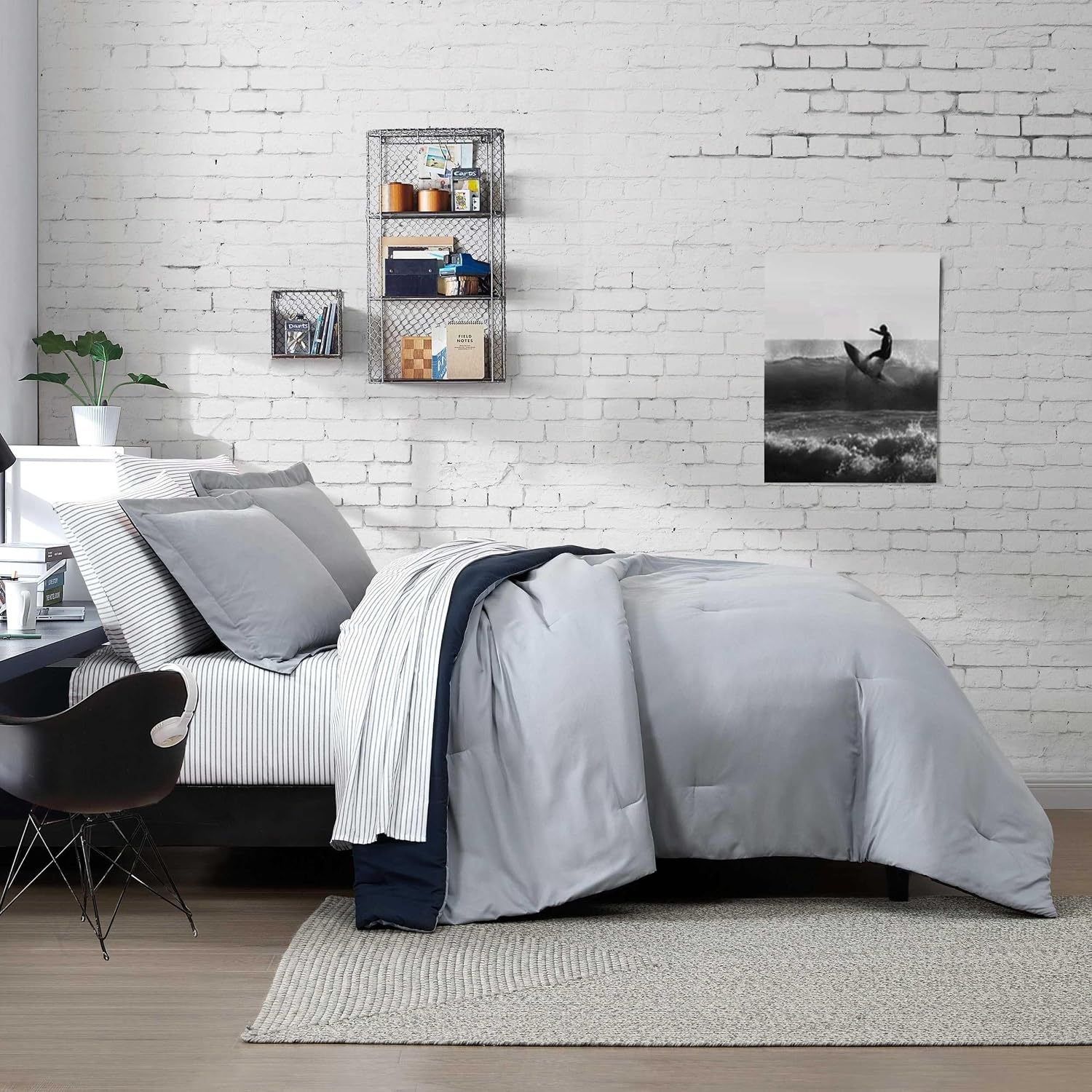 image:imageNautica Twin XL Comforter Set Soft amp Reversible Bedding with Bonus Bed Sheets amp Pillowcases 5Piece Bed Set Hayes SolidHarmead GreyHayes SolidHarmead Grey