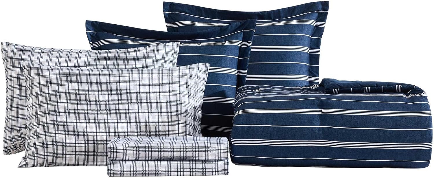 image:imageNautica Twin XL Comforter Set Soft amp Reversible Bedding with Bonus Bed Sheets amp Pillowcases 5Piece Bed Set Mariners Line SolidPlaid BlueMariners Line SolidPlaid Blue