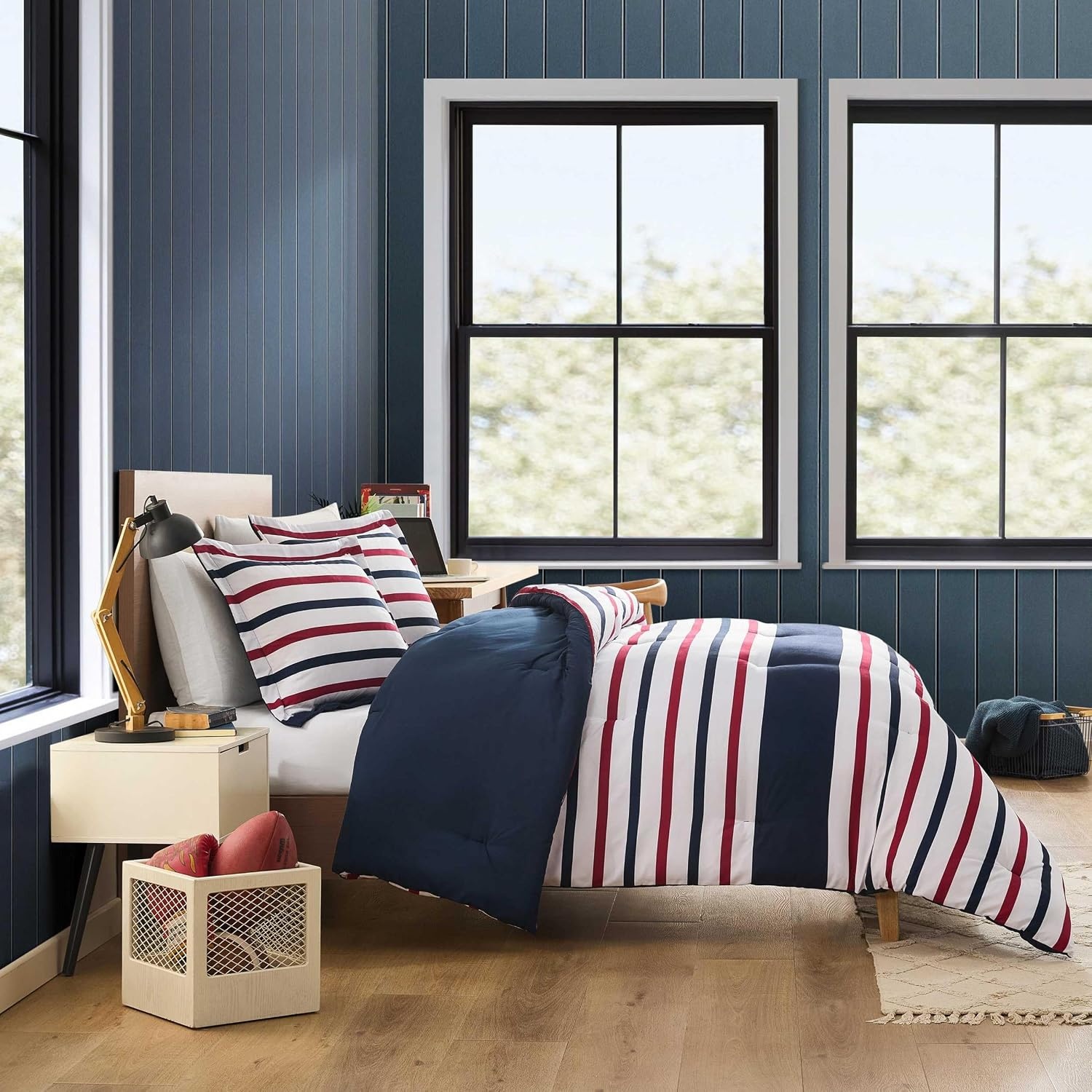 image:imageNautica Twin XL Comforter Set Soft amp Reversible Coastal Bedding with Matching Pillowcase Nautical Striped Bed Set Clove Hitch StripeSolid BlueClove Hitch StripeSolid Blue