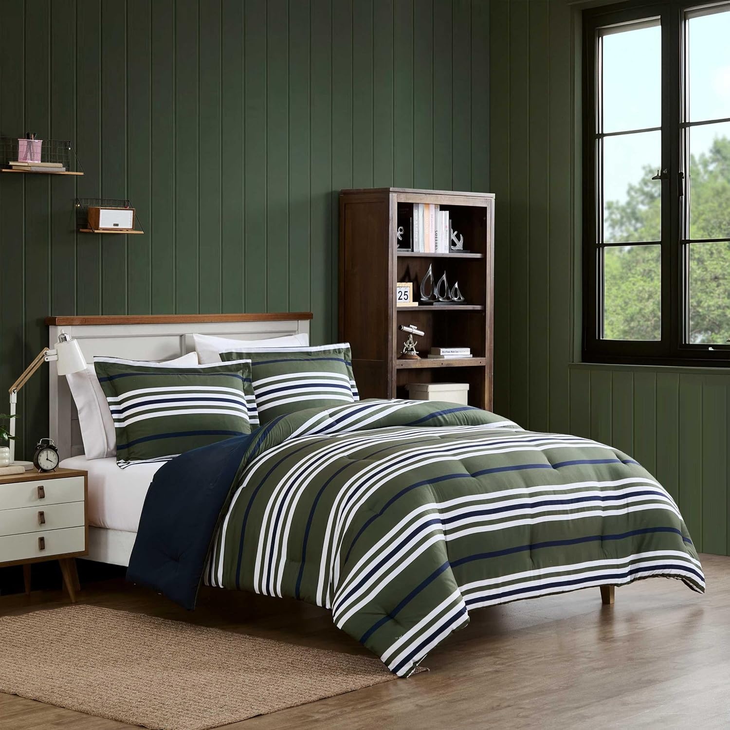 image:imageNautica Twin XL Comforter Set Soft amp Reversible Coastal Bedding with Matching Pillowcase Nautical Striped Bed Set Clove Hitch StripeSolid BlueUphaul StripeSolid Green