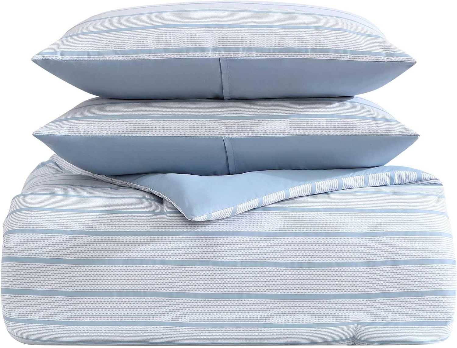 image:imageNautica Twin XL Size Comforter Set Reversible amp Soft Bedding Set with Matching Pillowcase Nautical Stripe Bedroom Bedding Park Stripe Sage GreenChambray Waves Solid Blue