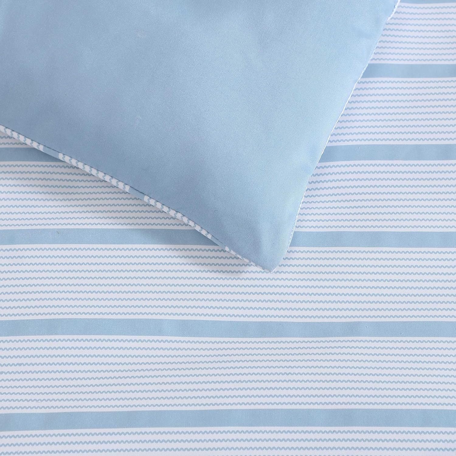 image:imageNautica Twin XL Size Comforter Set Reversible amp Soft Bedding Set with Matching Pillowcase Nautical Stripe Bedroom Bedding Park Stripe Sage GreenChambray Waves Solid Blue
