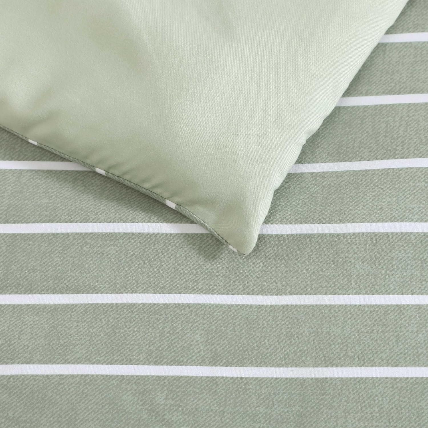 image:imageNautica Twin XL Size Comforter Set Reversible amp Soft Bedding Set with Matching Pillowcase Nautical Stripe Bedroom Bedding Park Stripe Sage GreenPark Stripe Sage Green