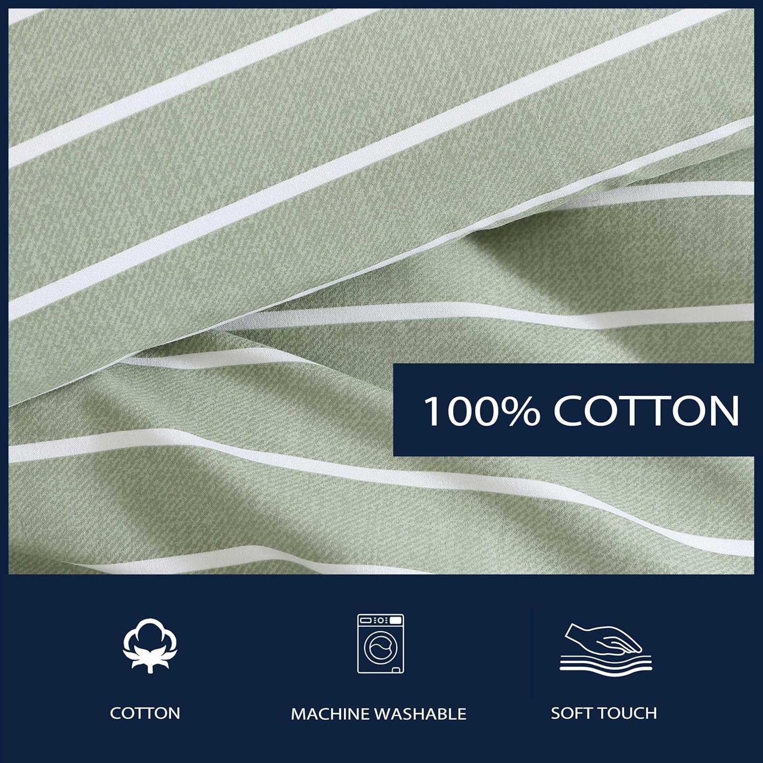 image:imageNautica Twin XL Size Comforter Set Reversible amp Soft Bedding Set with Matching Pillowcase Nautical Stripe Bedroom Bedding Park Stripe Sage GreenPark Stripe Sage Green
