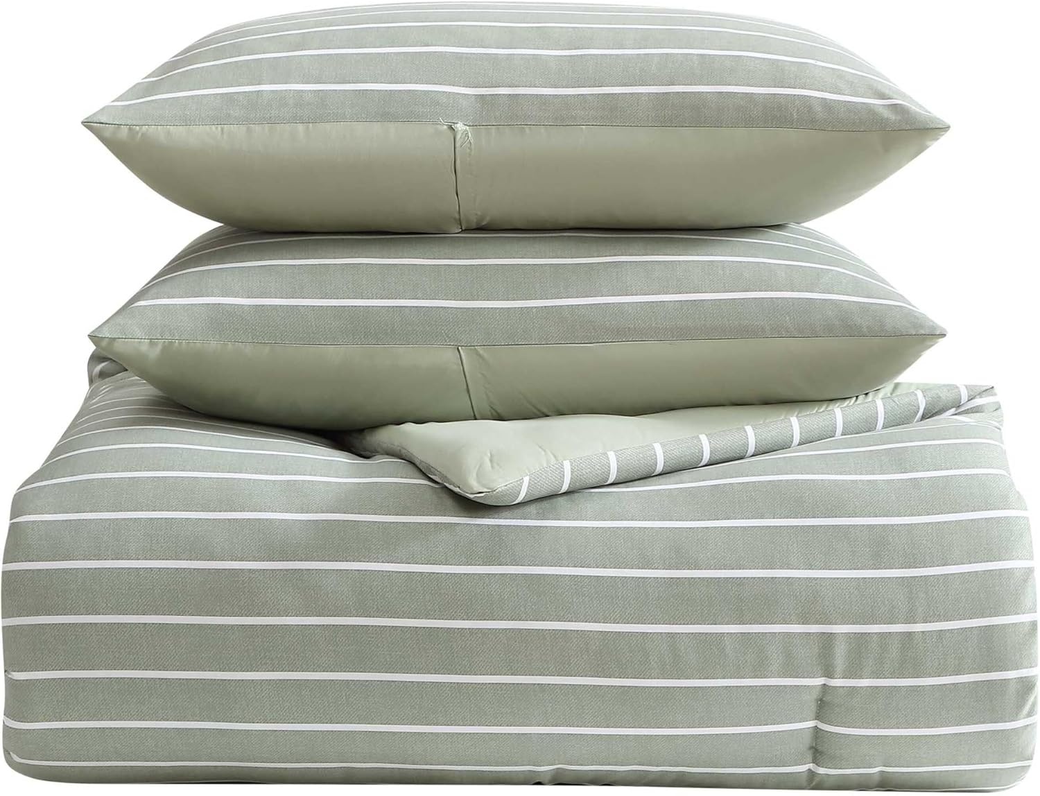 image:imageNautica Twin XL Size Comforter Set Reversible amp Soft Bedding Set with Matching Pillowcase Nautical Stripe Bedroom Bedding Park Stripe Sage GreenPark Stripe Sage Green