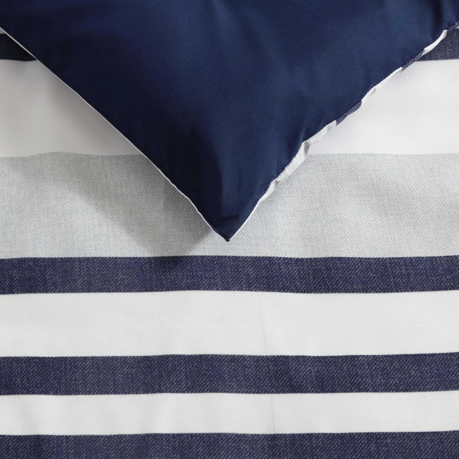 image:imageNautica TwinTwin XL Comforter Set 5 Piece Soft Microfiber Bed in a Bag with Bed Sheets and Pillowcases Lightweight AllSeason Comforter Reversible Stripe Design Palm Coast Stripe BluePalm CoastStripe Blue