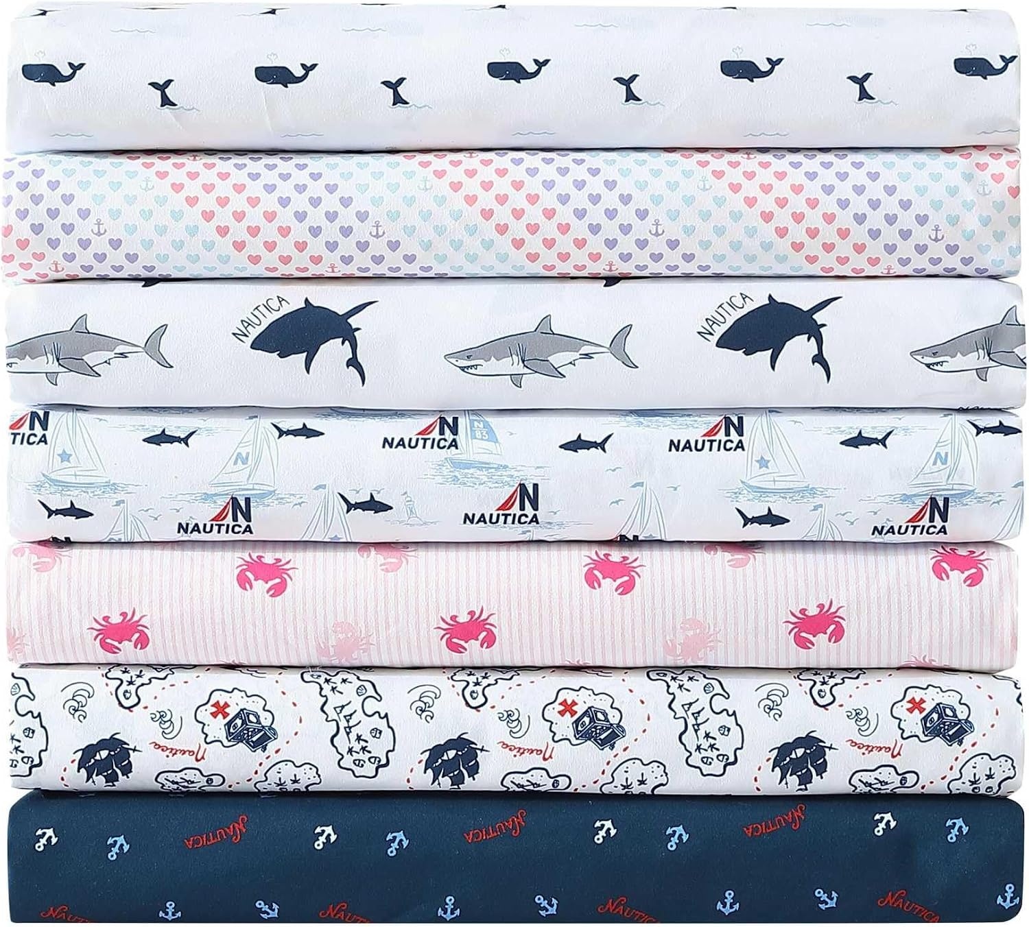 image:imageNautica Kids Twin XL Sheet Set UltraSoft Microfiber Bedding with Fully Elastic Fitted Sheet Coastal Kids Bed Set with Pillowcase Easy Care Bedding Branson SharksMaxon Map Navy