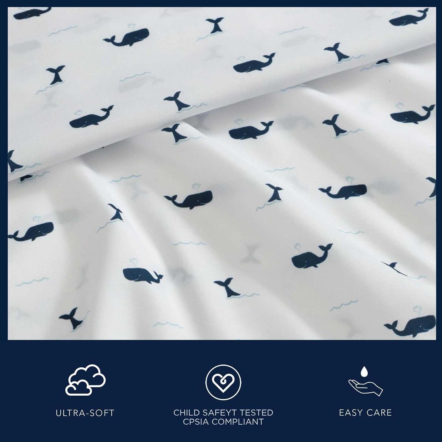 image:imageNautica Kids Twin XL Sheet Set UltraSoft Microfiber Bedding with Fully Elastic Fitted Sheet Coastal Kids Bed Set with Pillowcase Easy Care Bedding Branson SharksCaspian Whales Navy