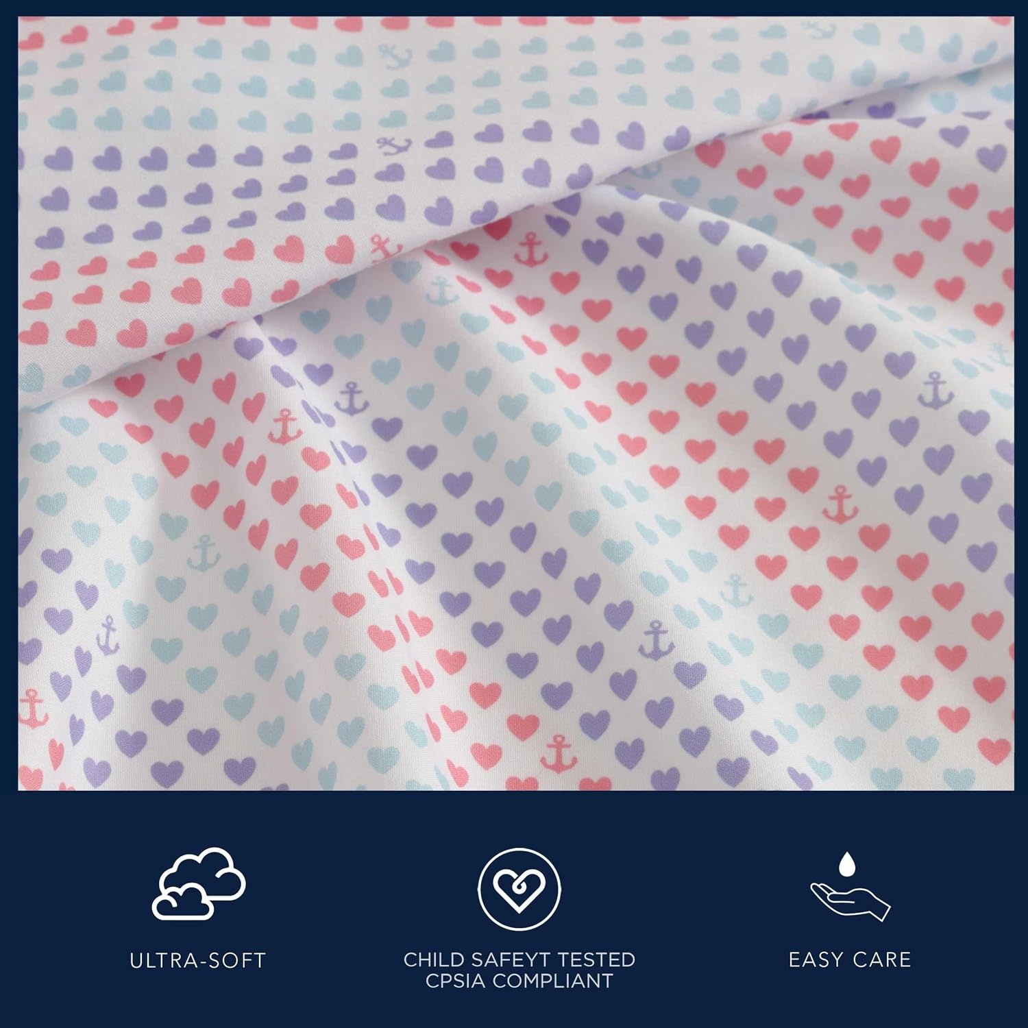image:imageNautica Kids Twin XL Sheet Set UltraSoft Microfiber Bedding with Fully Elastic Fitted Sheet Coastal Kids Bed Set with Pillowcase Easy Care Bedding Branson SharksOswald Hearts Pink