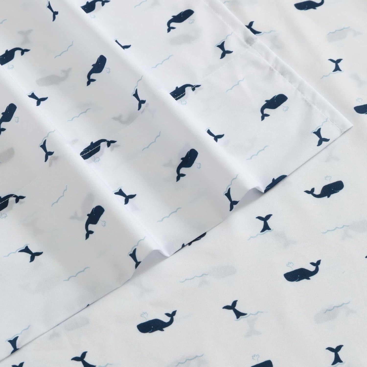 image:imageNautica Kids Twin XL Sheet Set UltraSoft Microfiber Bedding with Fully Elastic Fitted Sheet Coastal Kids Bed Set with Pillowcase Easy Care Bedding Branson SharksCaspian Whales Navy