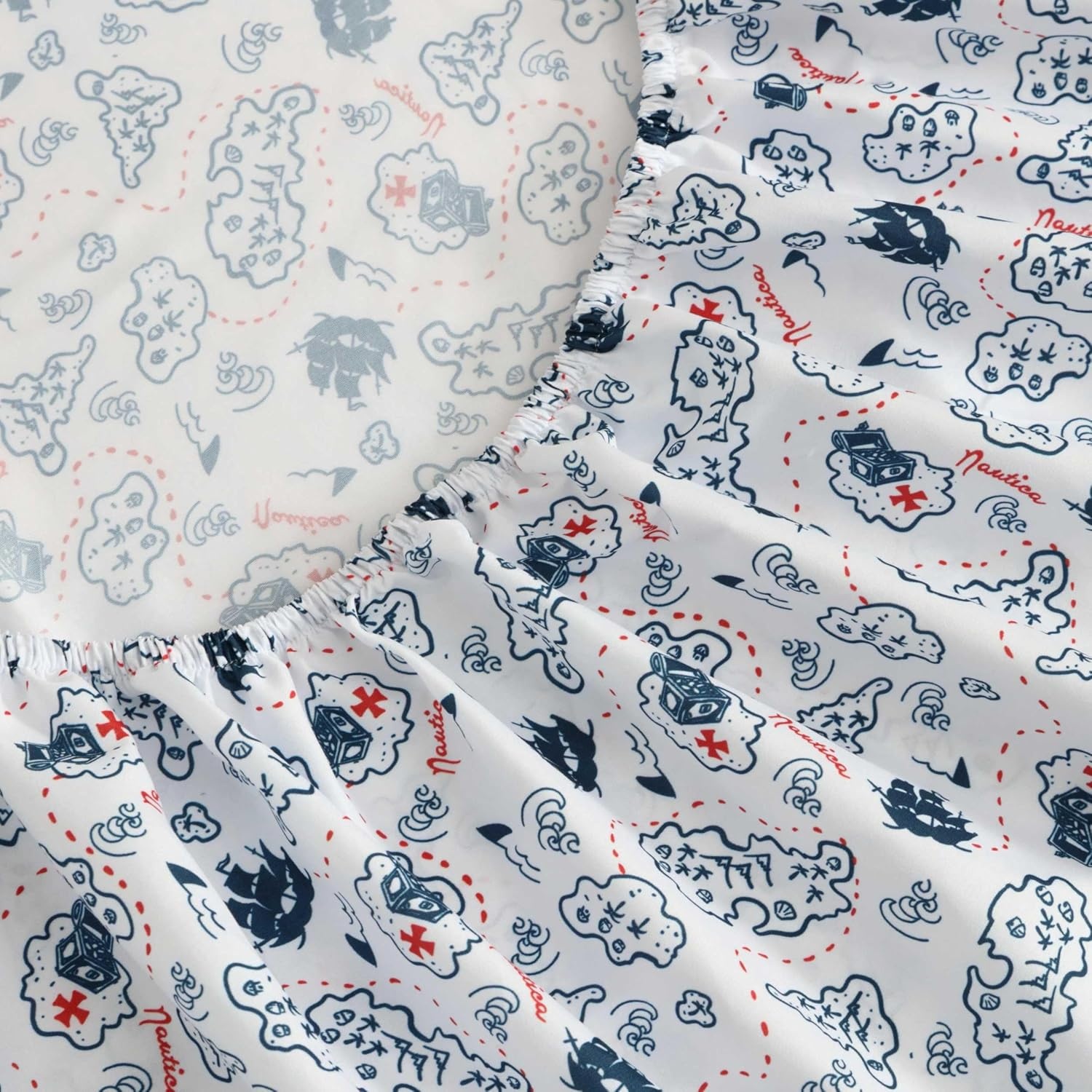 image:imageNautica Kids Twin XL Sheet Set UltraSoft Microfiber Bedding with Fully Elastic Fitted Sheet Coastal Kids Bed Set with Pillowcase Easy Care Bedding Branson SharksMaxon Map Navy