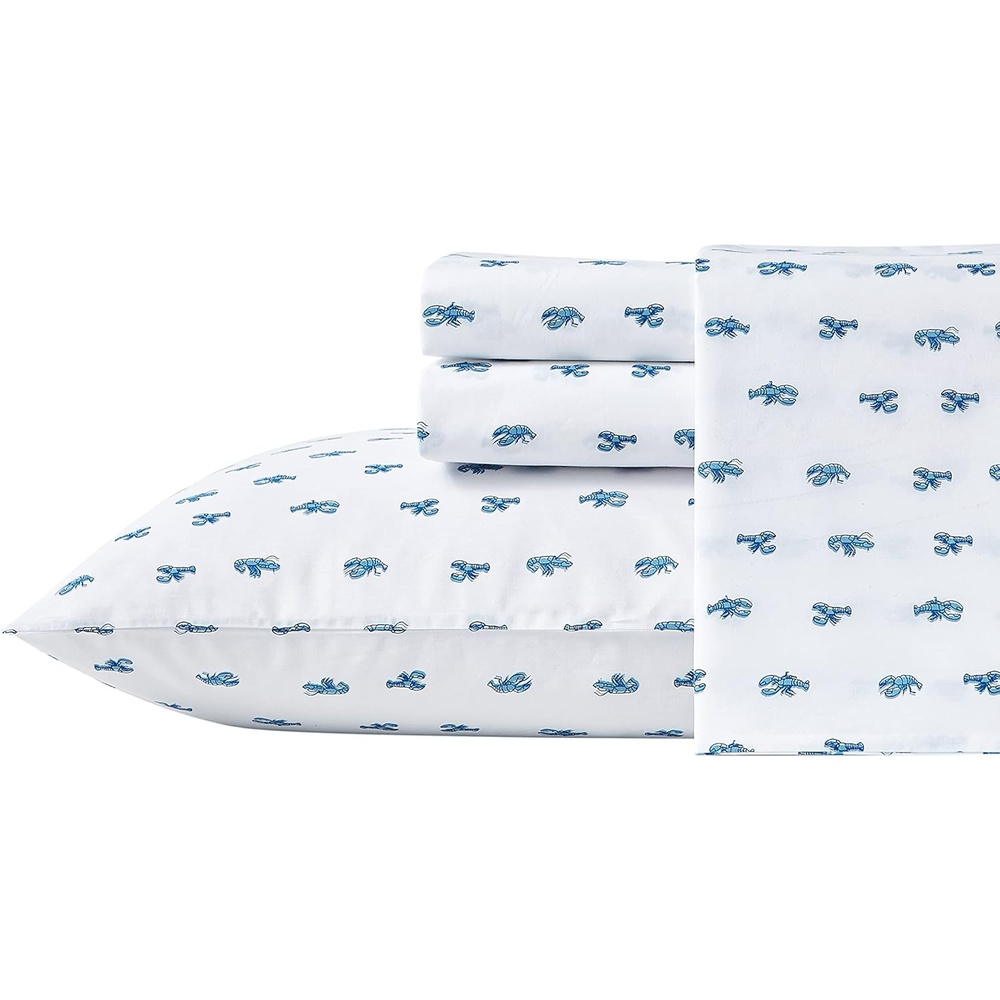 image:imageNautica Full Size Sheet Set Crisp Cotton Percale Bedding with Matching Pillowcases Lightweight amp Breathable Bed Sheets Deep Pocket College Dorm Room Essentials Whitewood Sail BlueCloyster