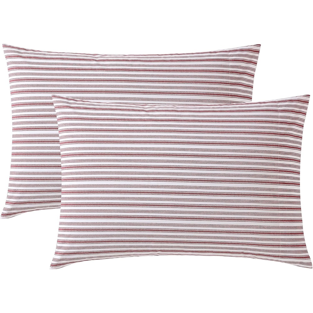 image:imageNautica Standard Pillowcase Set Cotton Percale Bedding Casual Home Decor Coleridge Stripe Charcoal 2 PieceColeridge Stripe Red